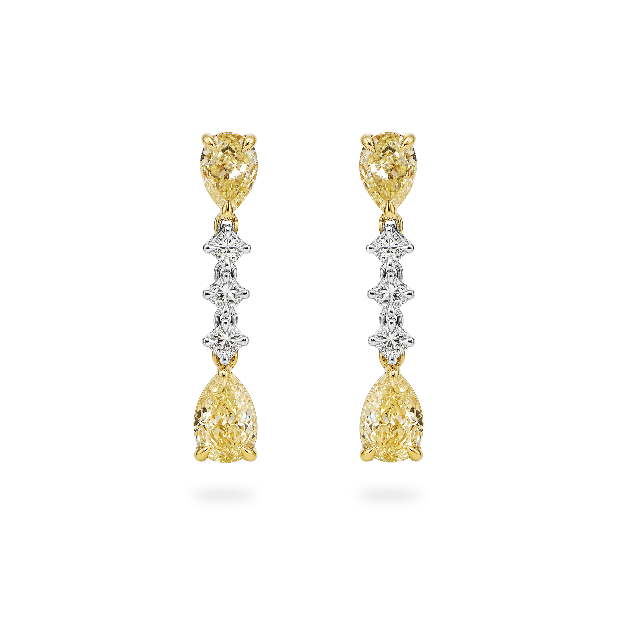 Pear Yellow Diamond Drop Earrings