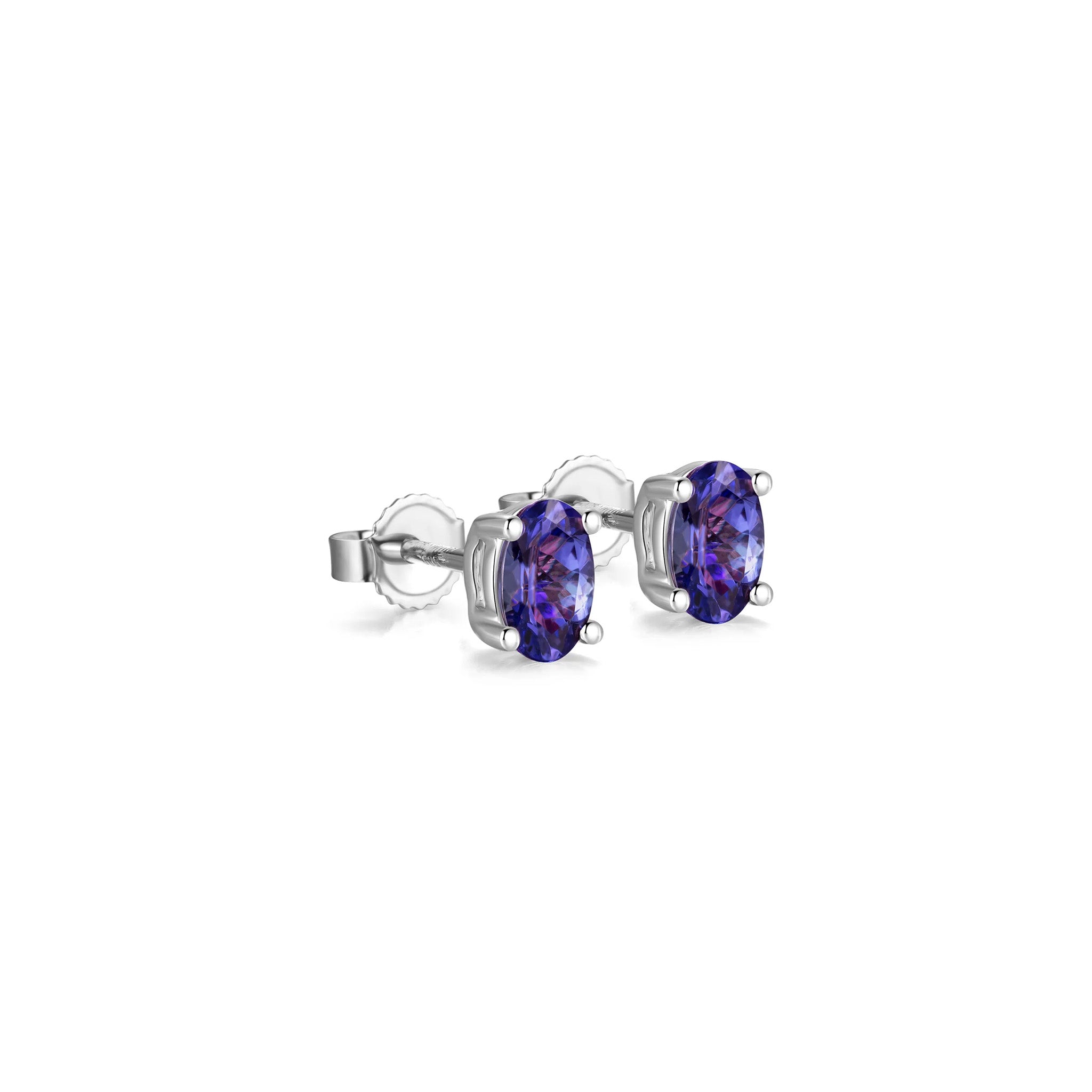 Oval Tanzanite Solitaire Stud Earrings