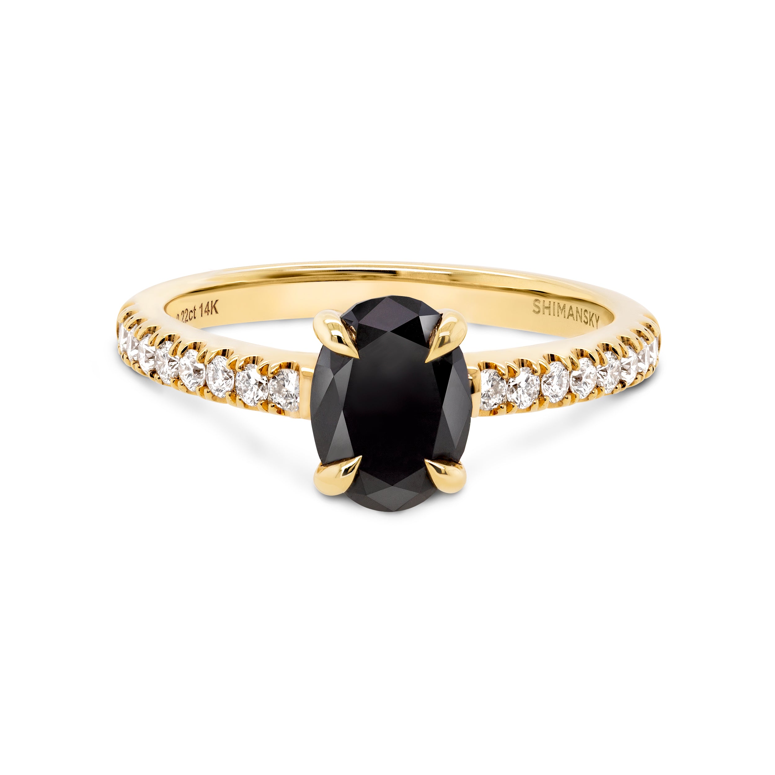 Oval Black Diamond Microset Engagement Ring - Shimansky Jewelry