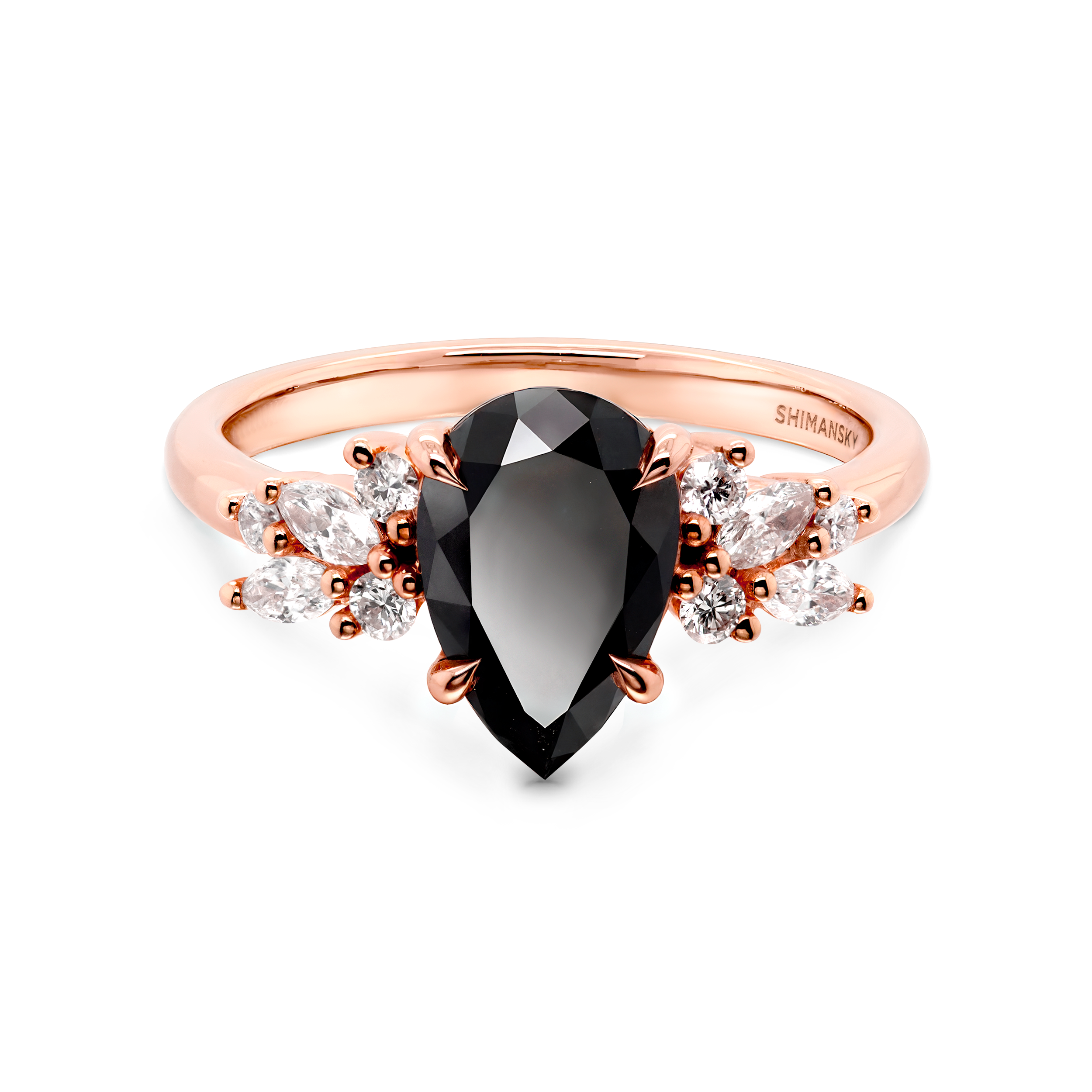 Pear Black and White Diamond Engagement Ring - Shimansky Jewelry