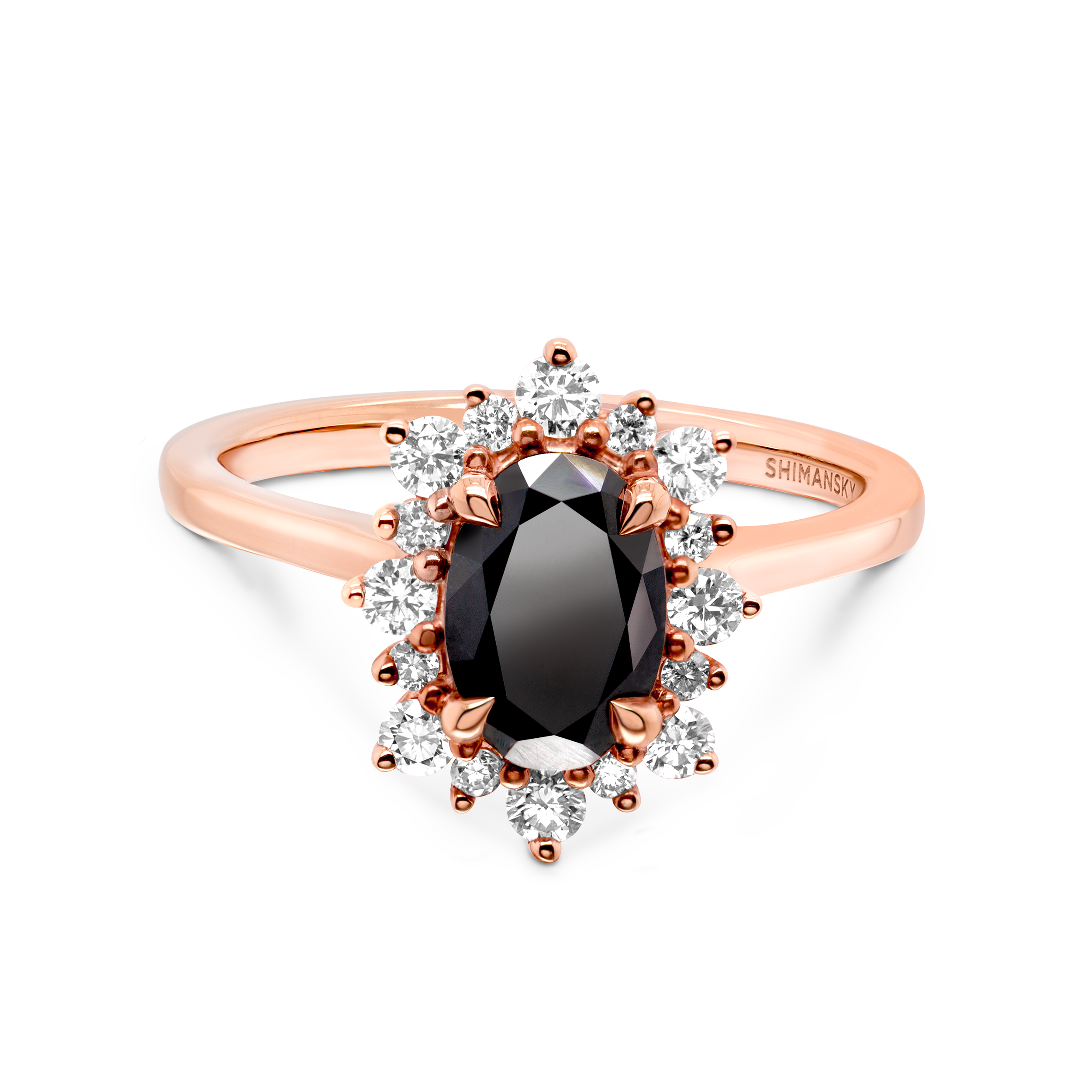 Oval Black Diamond Halo Engagement Ring