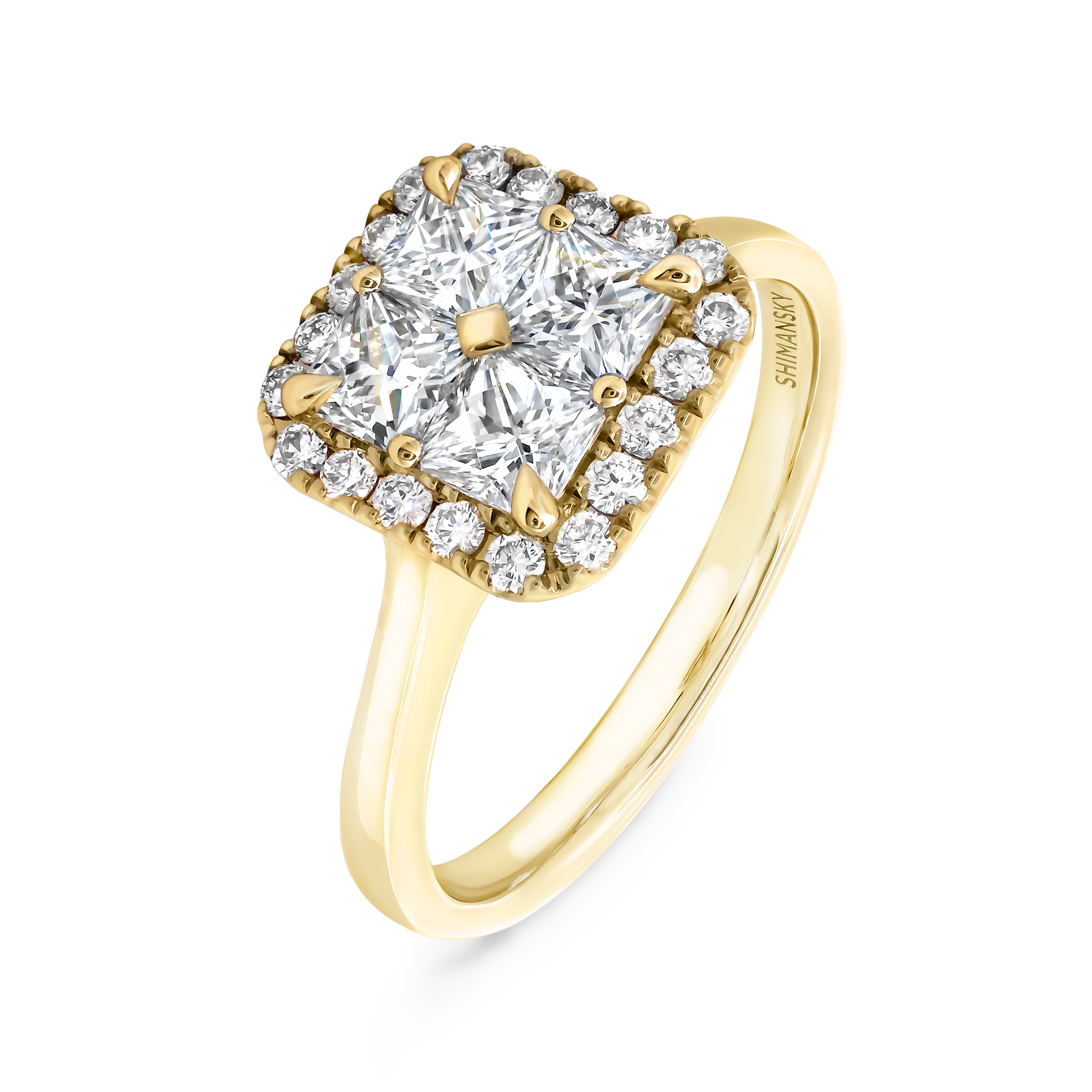 Shimansky My Girl Mosaic 0.8 TCW Halo 14K yellow gold ring (40601) 