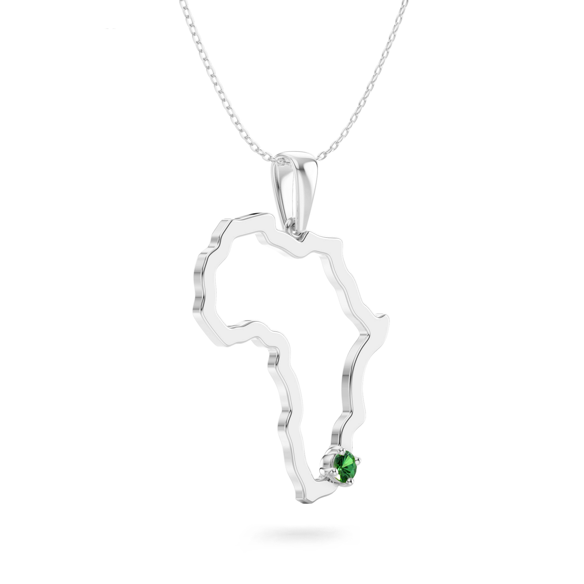 Shimansky 0.1ct My Africa Large Tsavorite Pendant in 14K White Gold 3D View