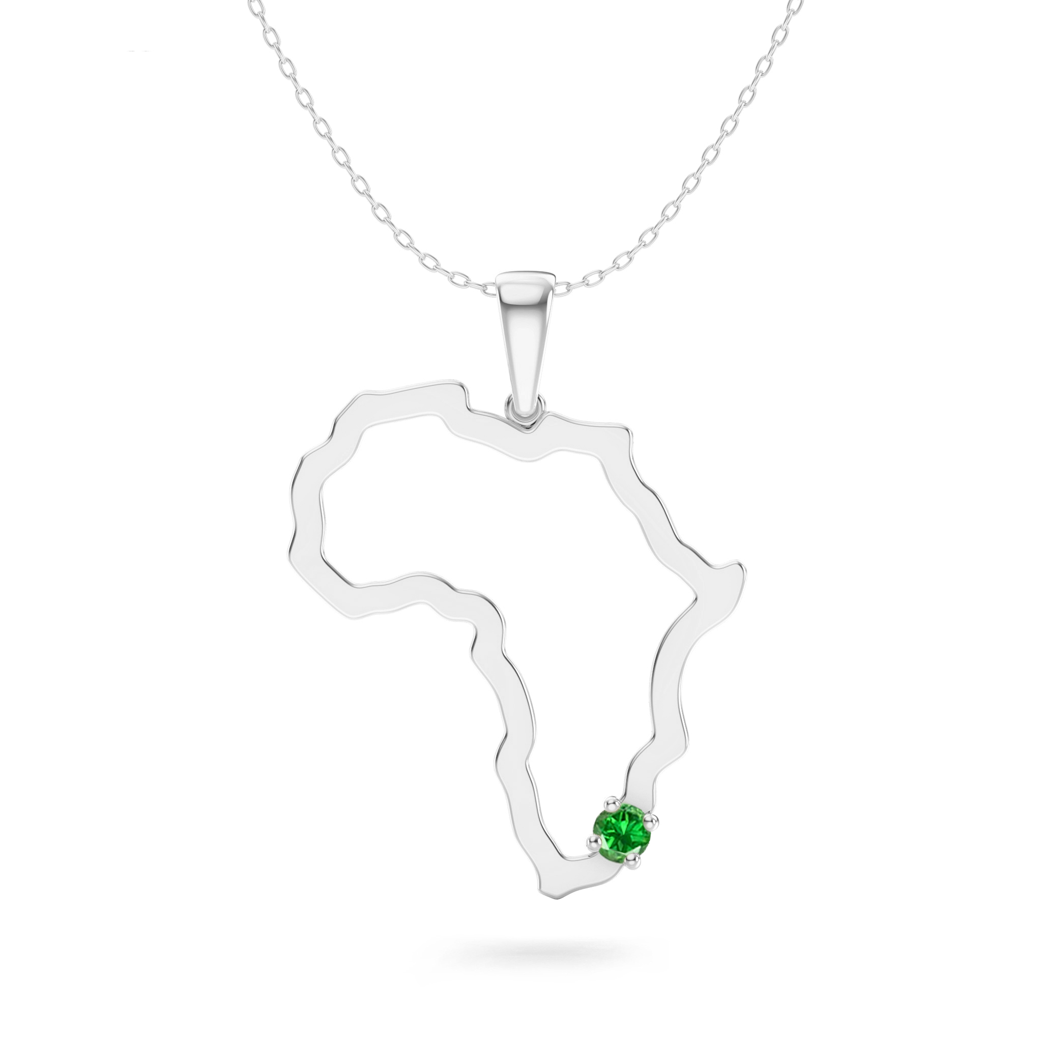 Shimansky 0.1ct My Africa Large Tsavorite Pendant in 14K White Gold Front View