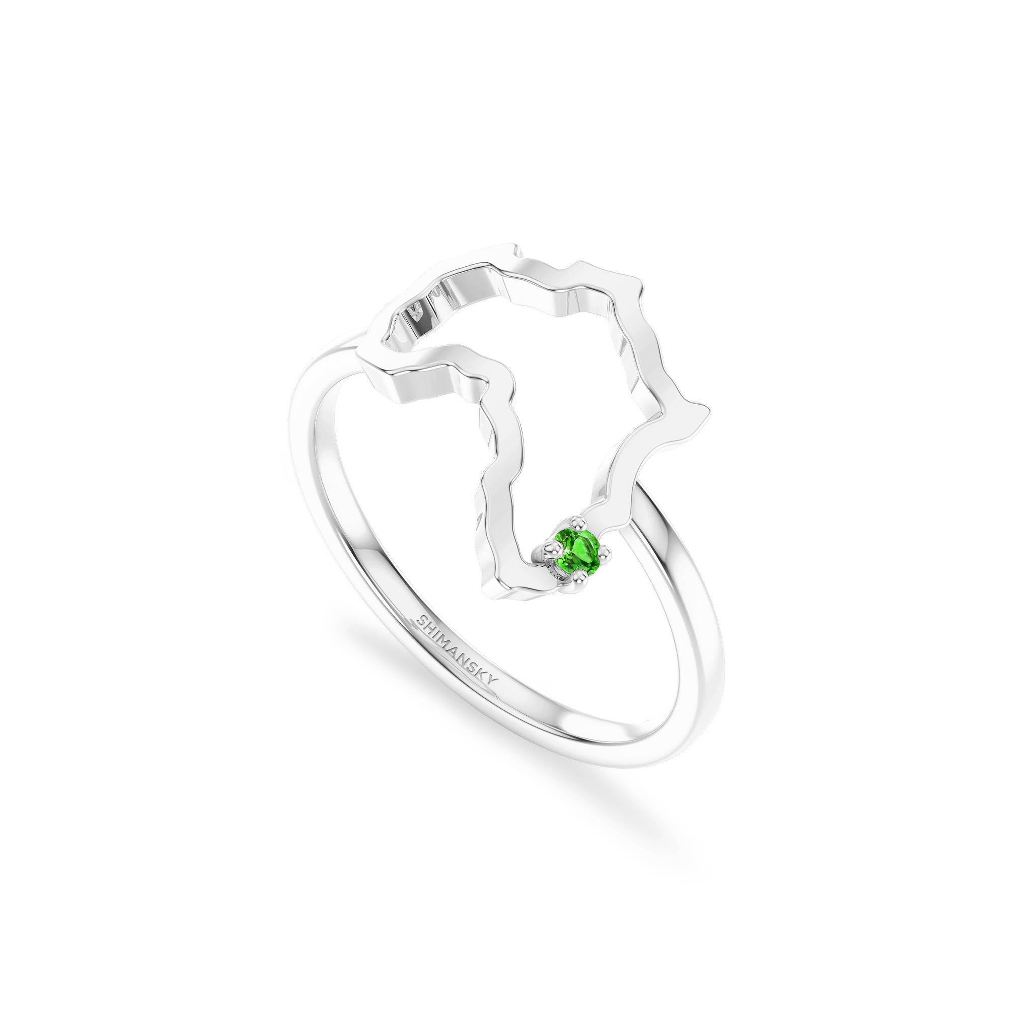 Shimansky 0.09ct My Africa Medium Tsavorite Ring in 14K White Gold 3D View
