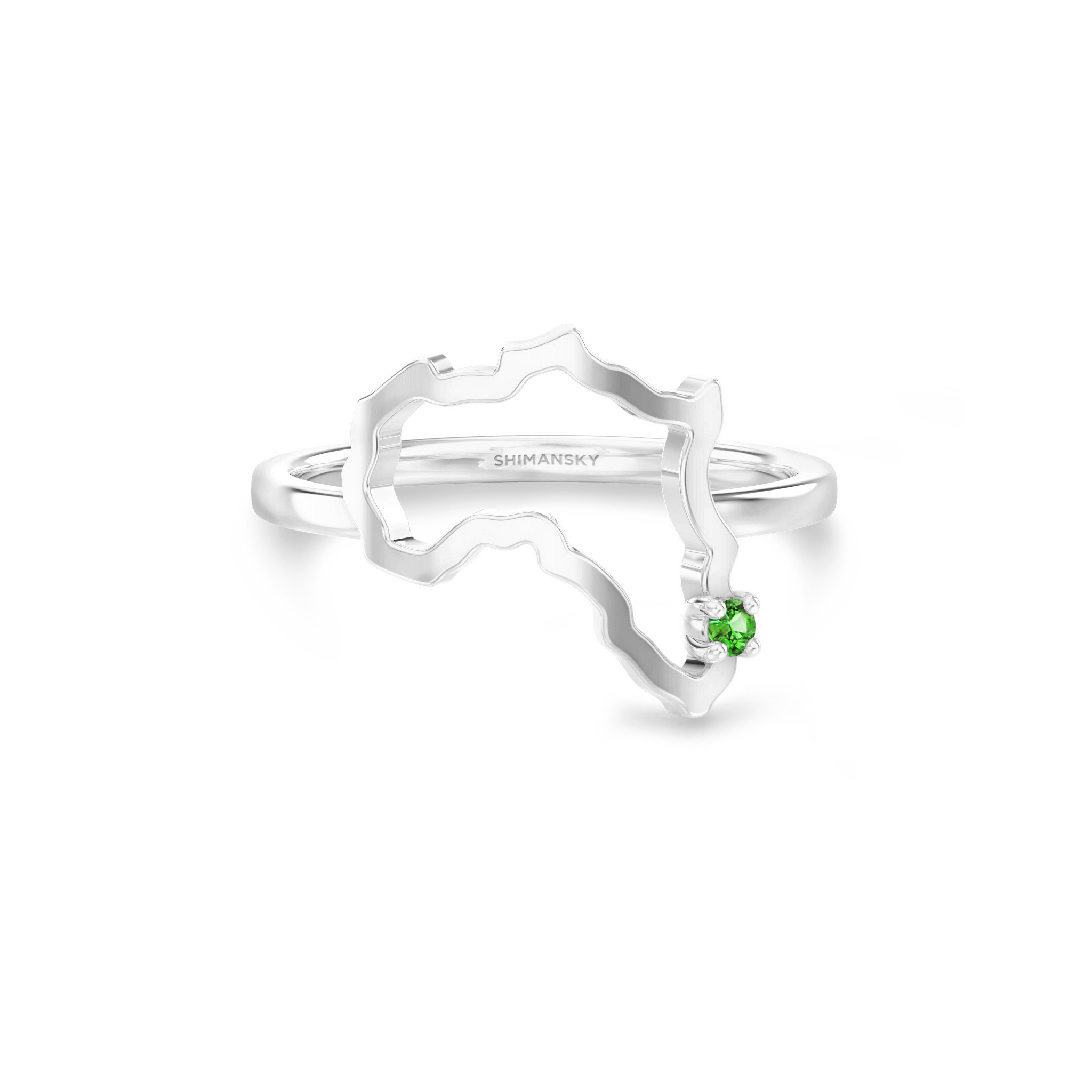 Shimansky 0.09ct My Africa Medium Tsavorite Ring in 14K White Gold Front View