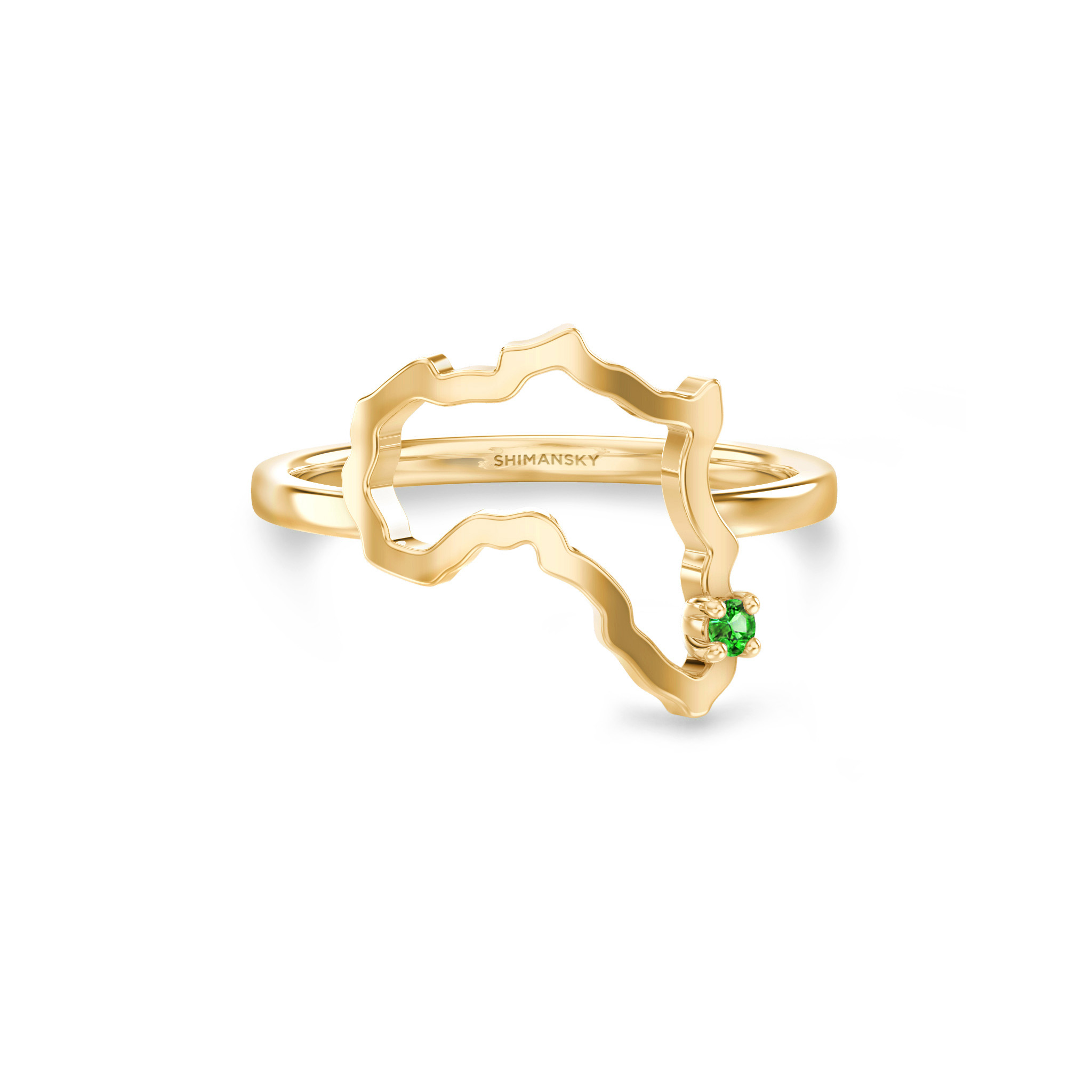 Shimansky 0.07ct My Africa Medium Tsavorite Ring in 14K Yellow Gold Front View