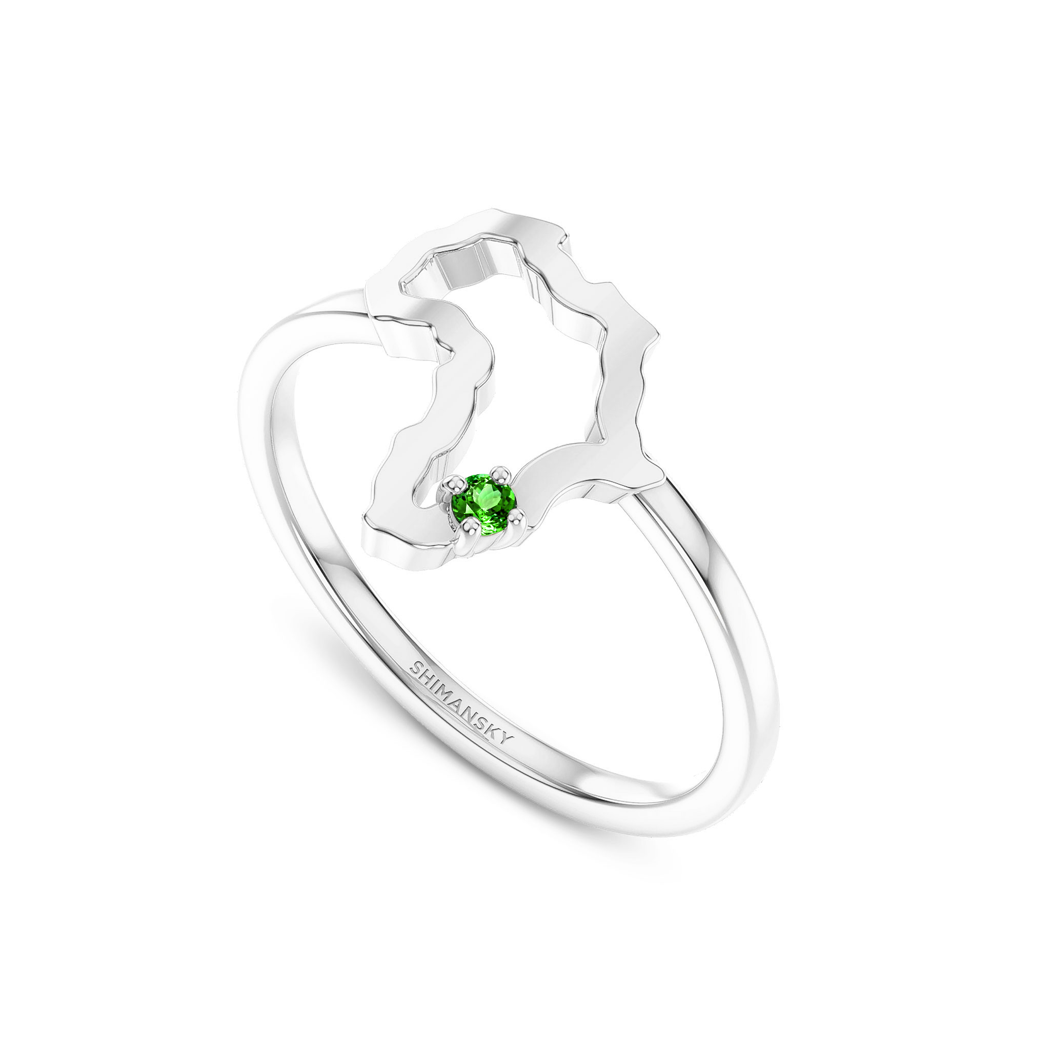 Shimansky 0.04ct My Africa Small Tsavorite Ring in 14K White Gold 3D View