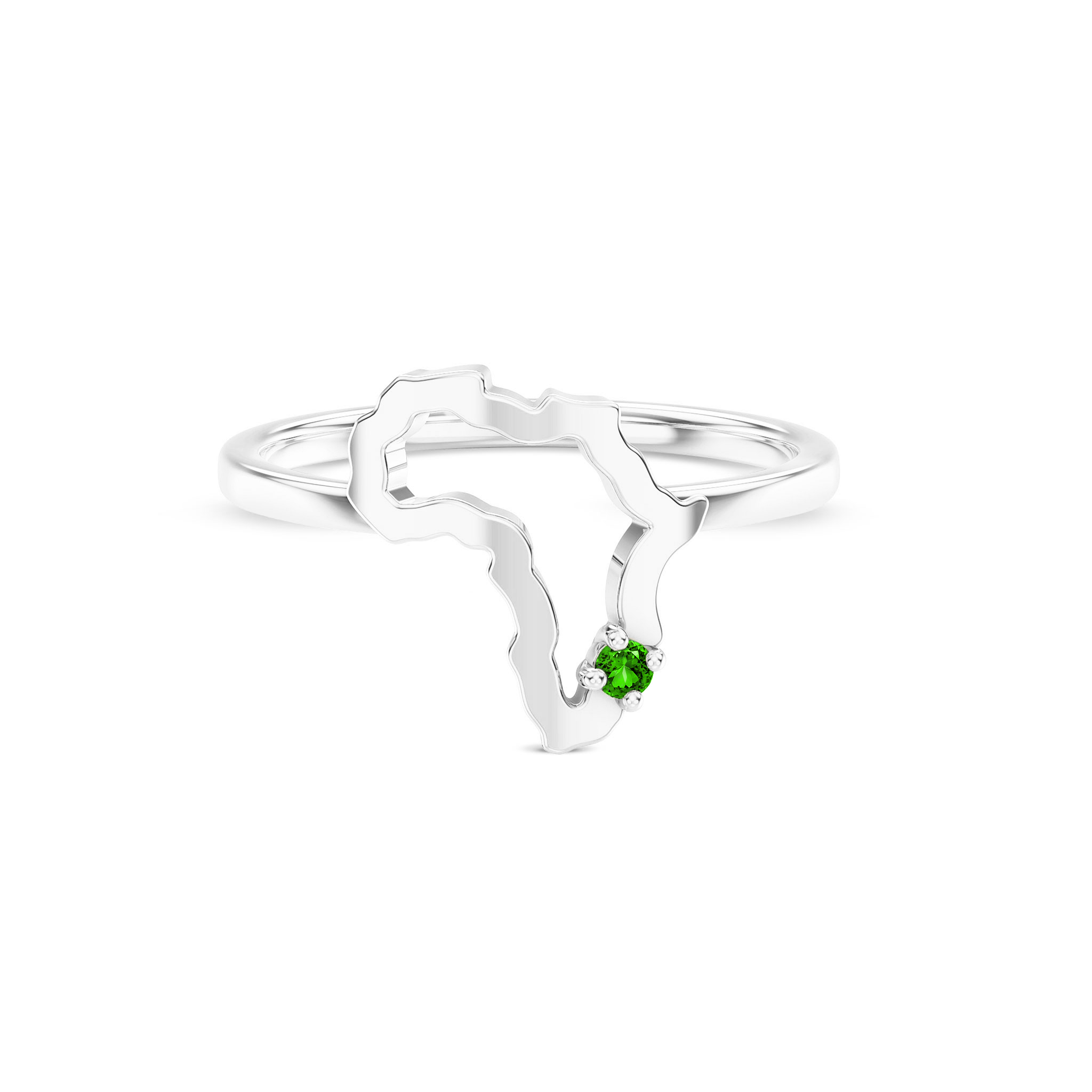 Shimansky 0.04ct My Africa Small Tsavorite Ring in 14K White Gold Front View
