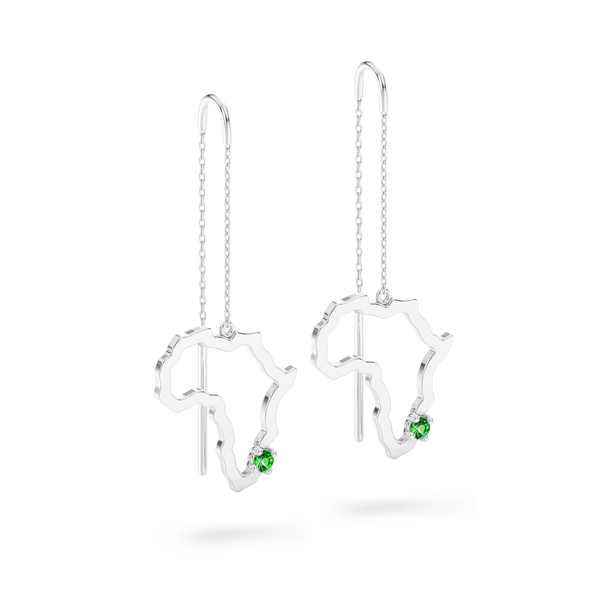 Shimansky 0.07 TCW My Africa Tsavorite Drop Earrings in 14K White Gold 3D View