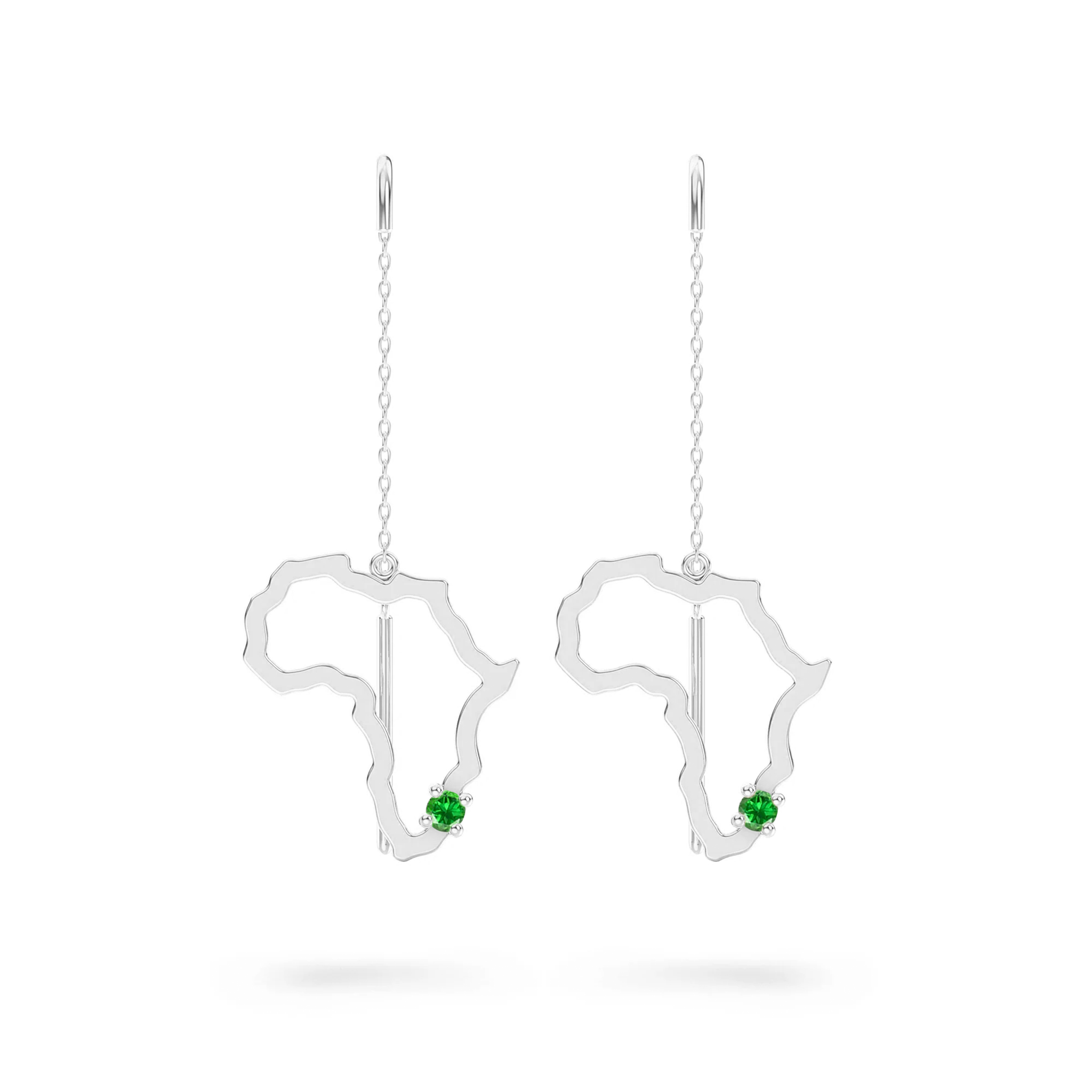 Shimansky 0.07 TCW My Africa Tsavorite Drop Earrings in 14K White Gold Front View