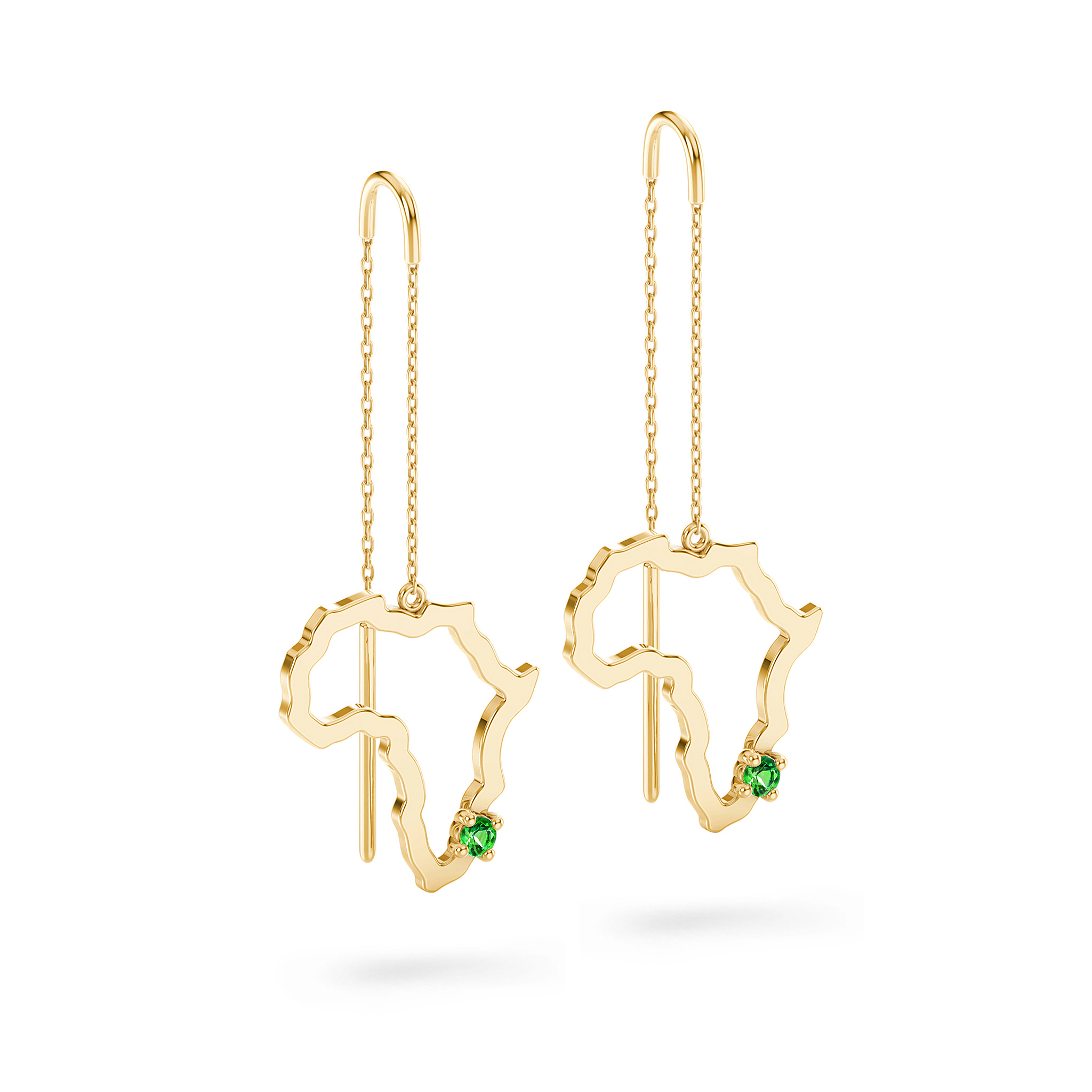 Shimansky 0.07 TCW My Africa Tsavorite Drop Earrings in 14K Yellow Gold 3D View