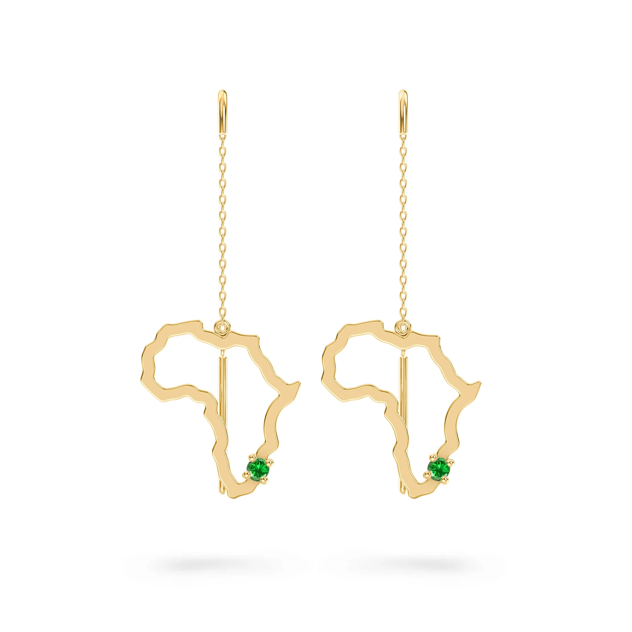 Shimansky 0.07 TCW My Africa Tsavorite Drop Earrings in 14K Yellow Gold Front View