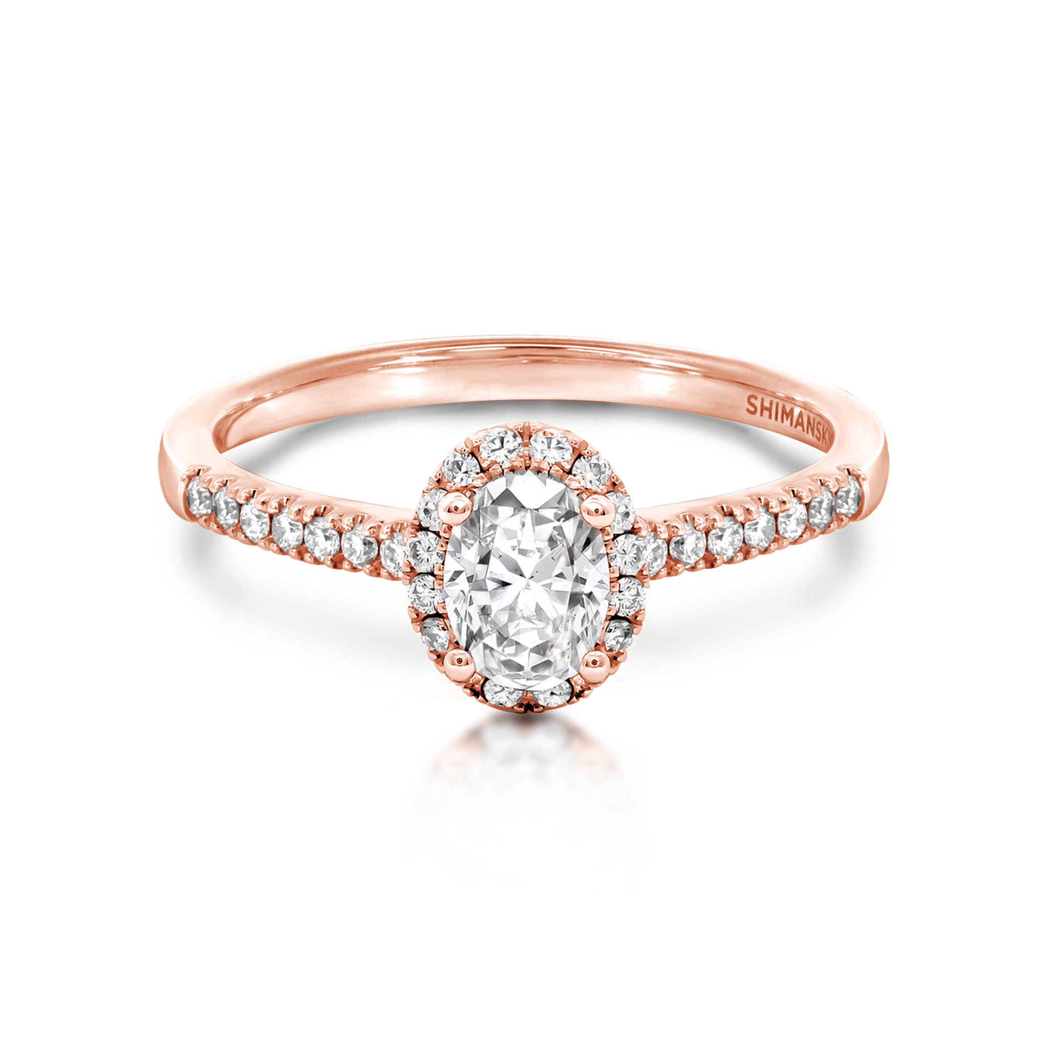 Shimansky 0.7 TCW Diamond Halo Engagement Ring 14K Rose Gold Front View #Metal_Rose Gold