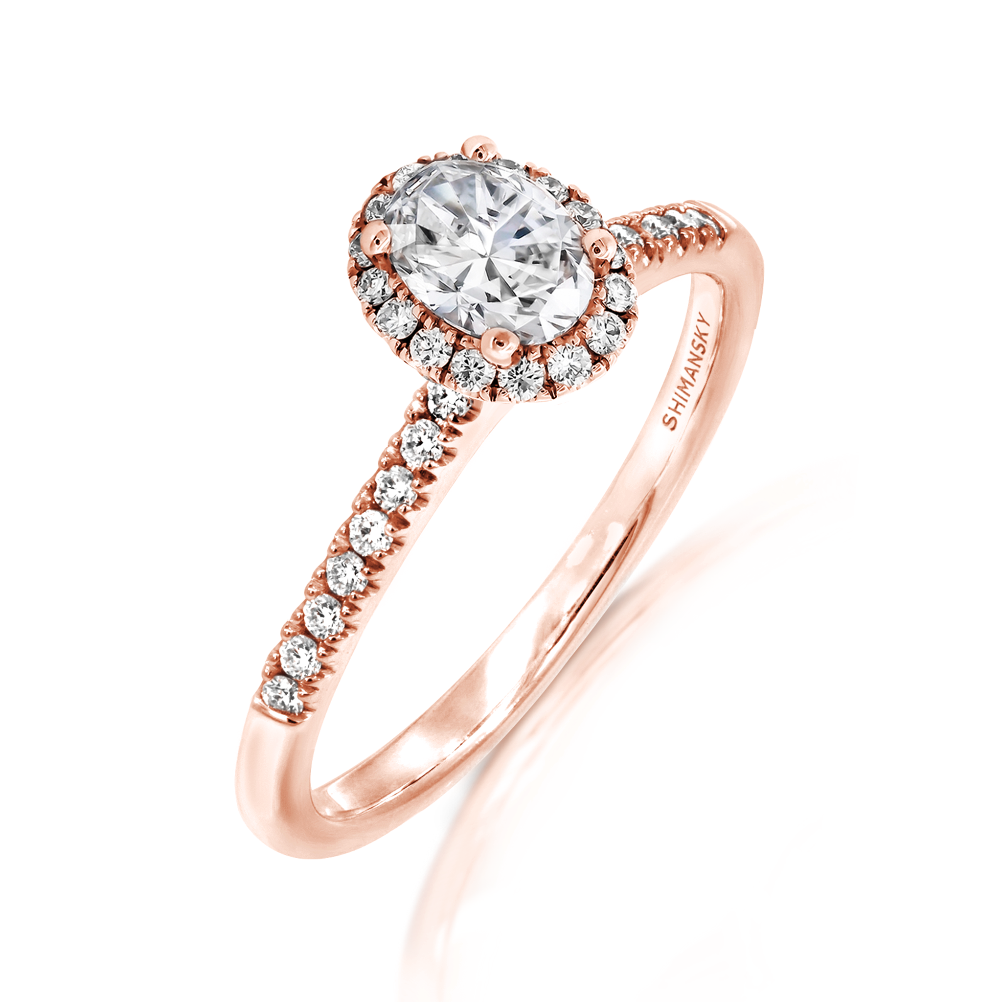 Shimansky 0.7 TCW Diamond Halo Engagement Ring 14K Rose Gold 3D View #Metal_Rose Gold