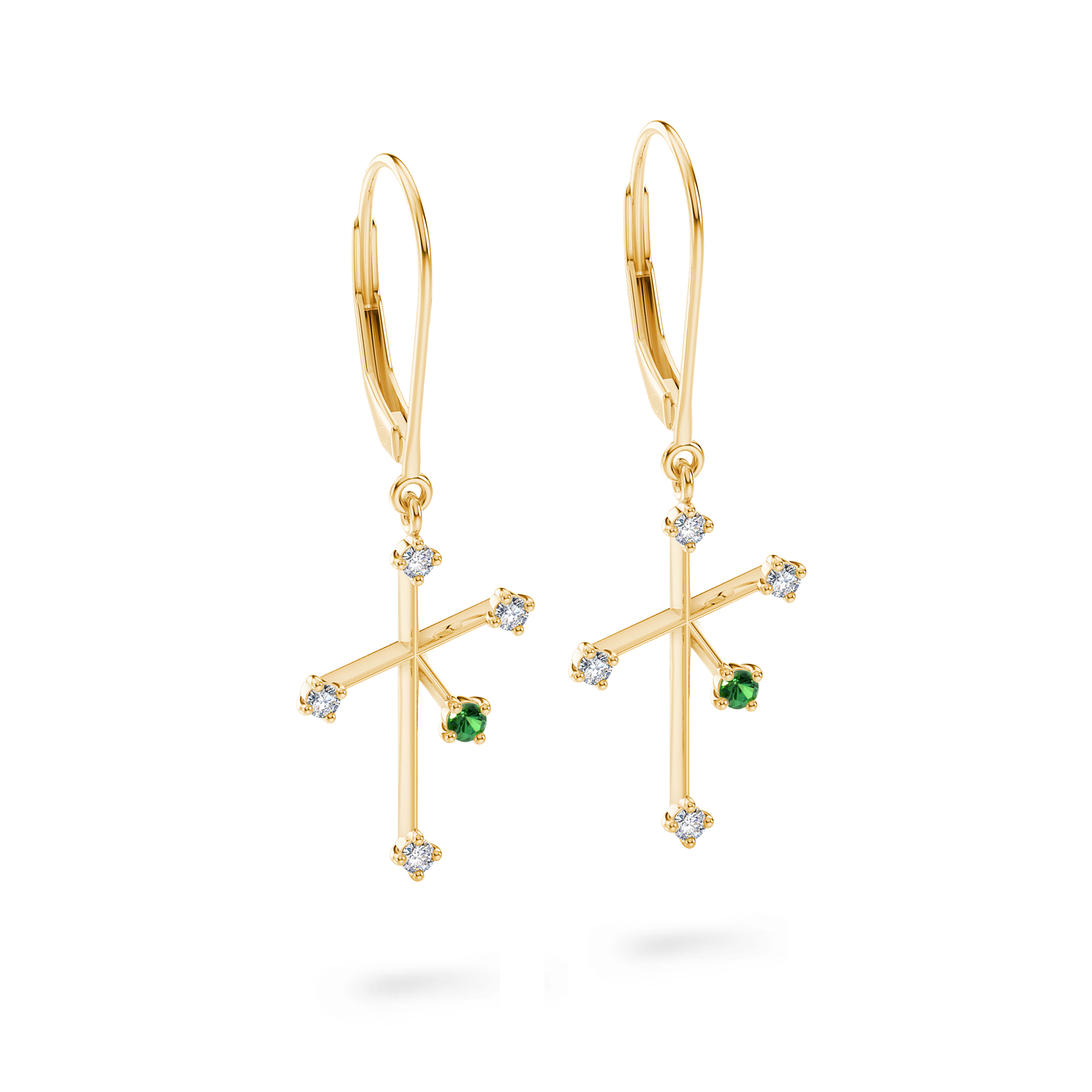 Southern Cross Diamond & Tsavorite Drop Earrings