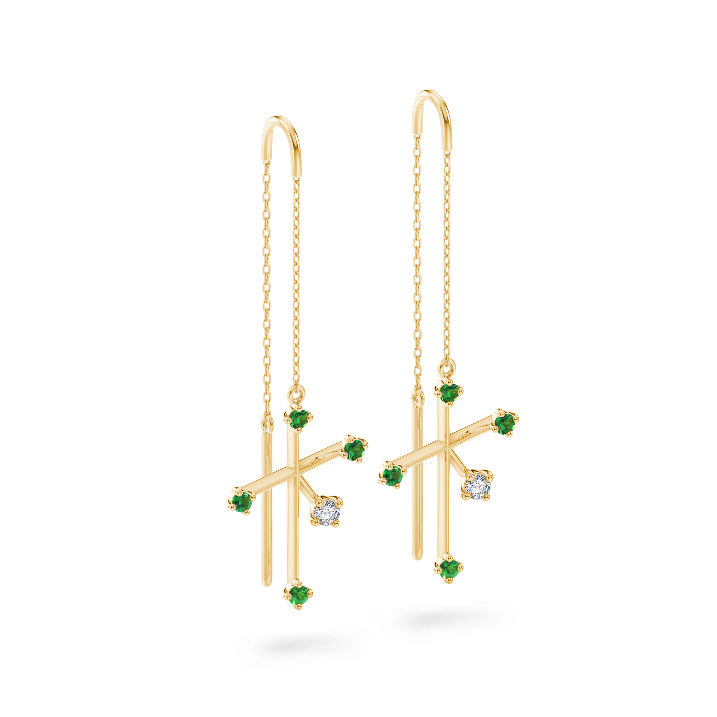 Southern Cross Diamond & Tsavorite Drop Earrings