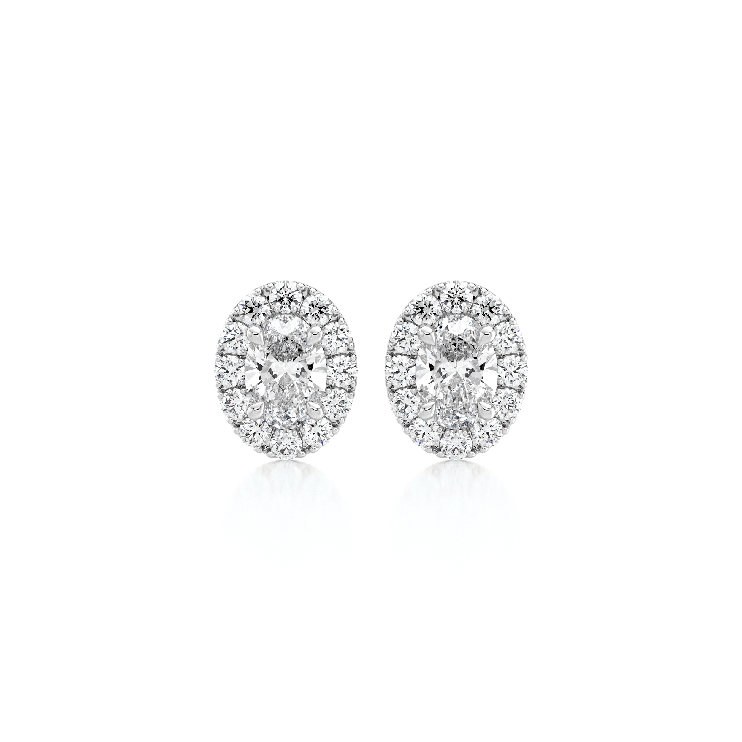 Oval Diamond Microset Halo Earrings