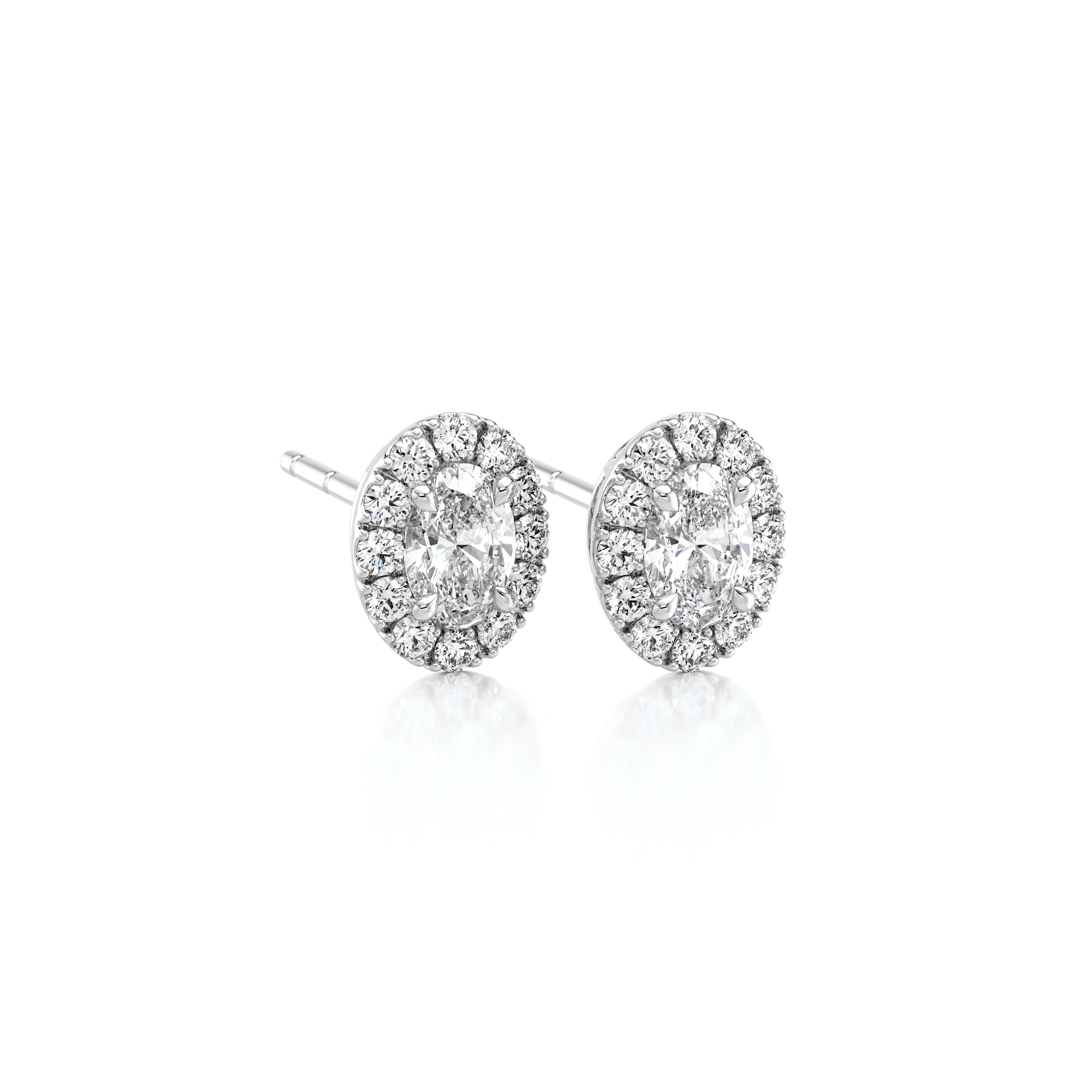 Oval Diamond Microset Halo Earrings