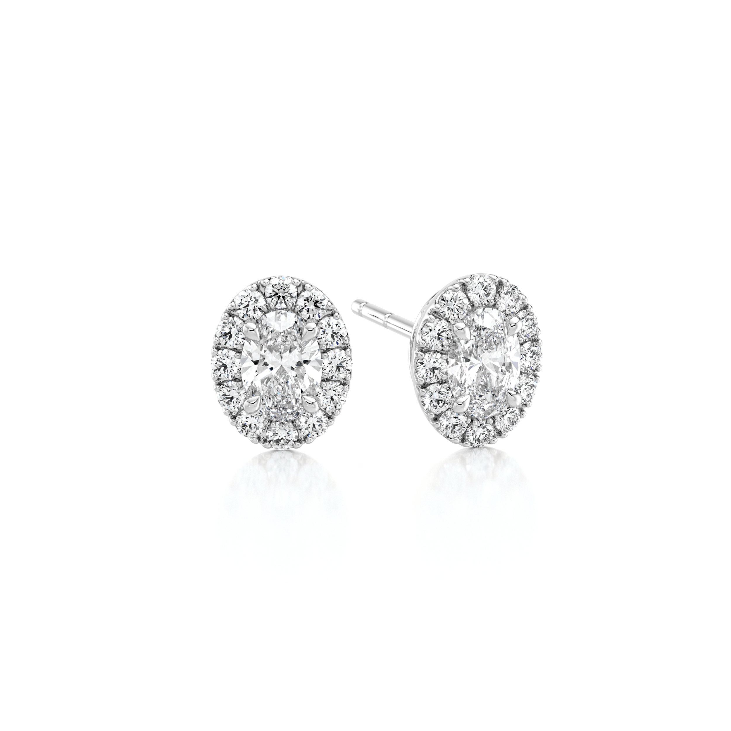 Oval Diamond Microset Halo Earrings