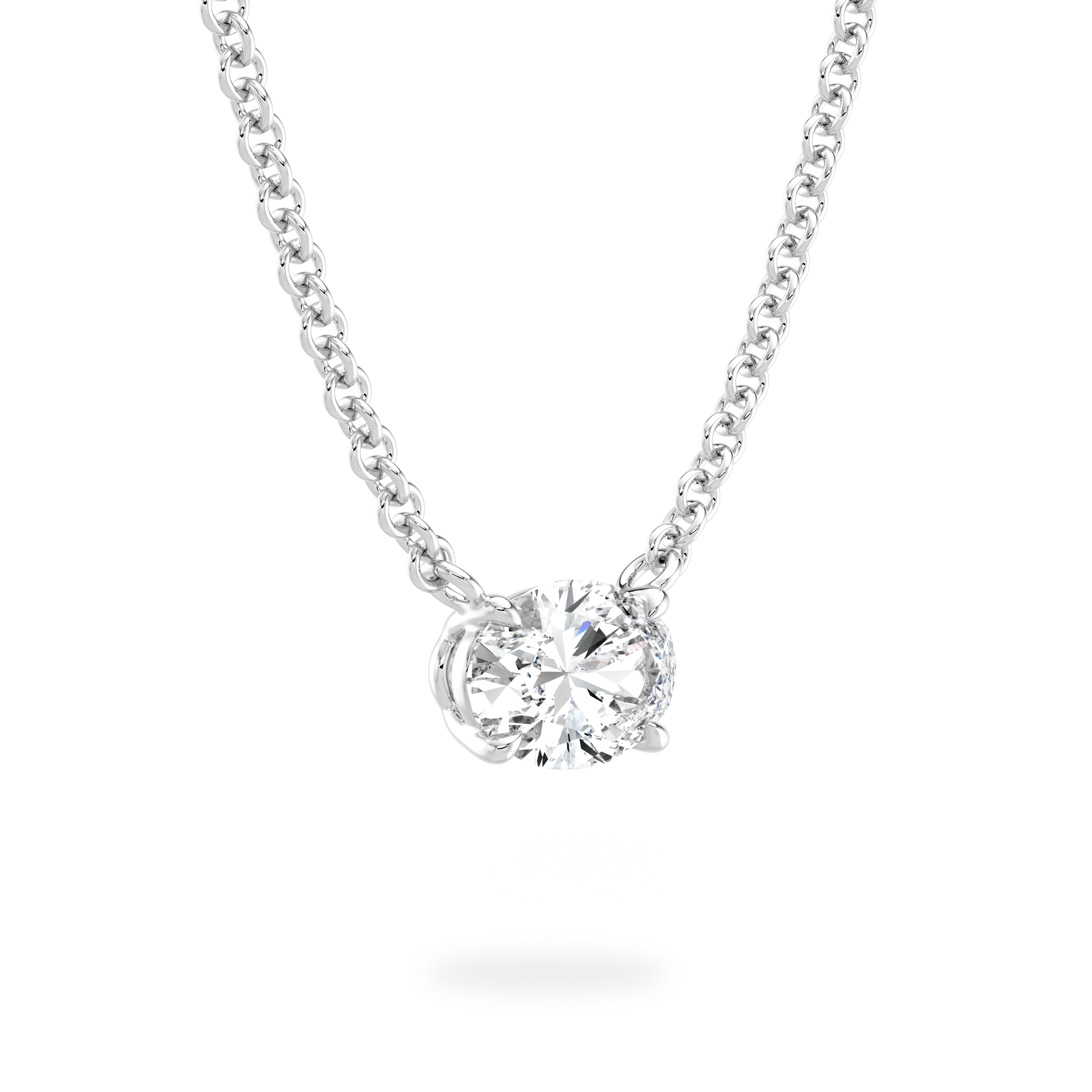 Oval Diamond Solitaire Necklace