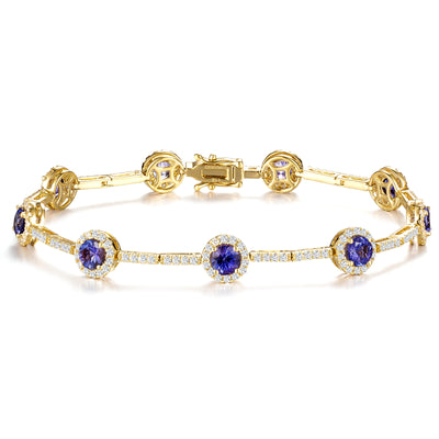 Bracelet de robe halo de poire de tanzanite