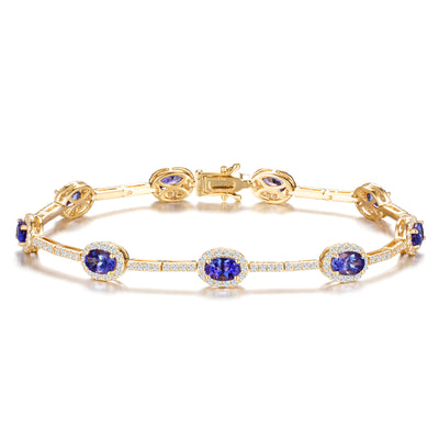 Bracelet de robe halo ovale tanzanite