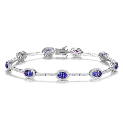 Bracelet de robe halo ovale tanzanite