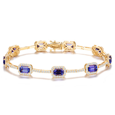Bracelet de robe halo tanzanite émeraude