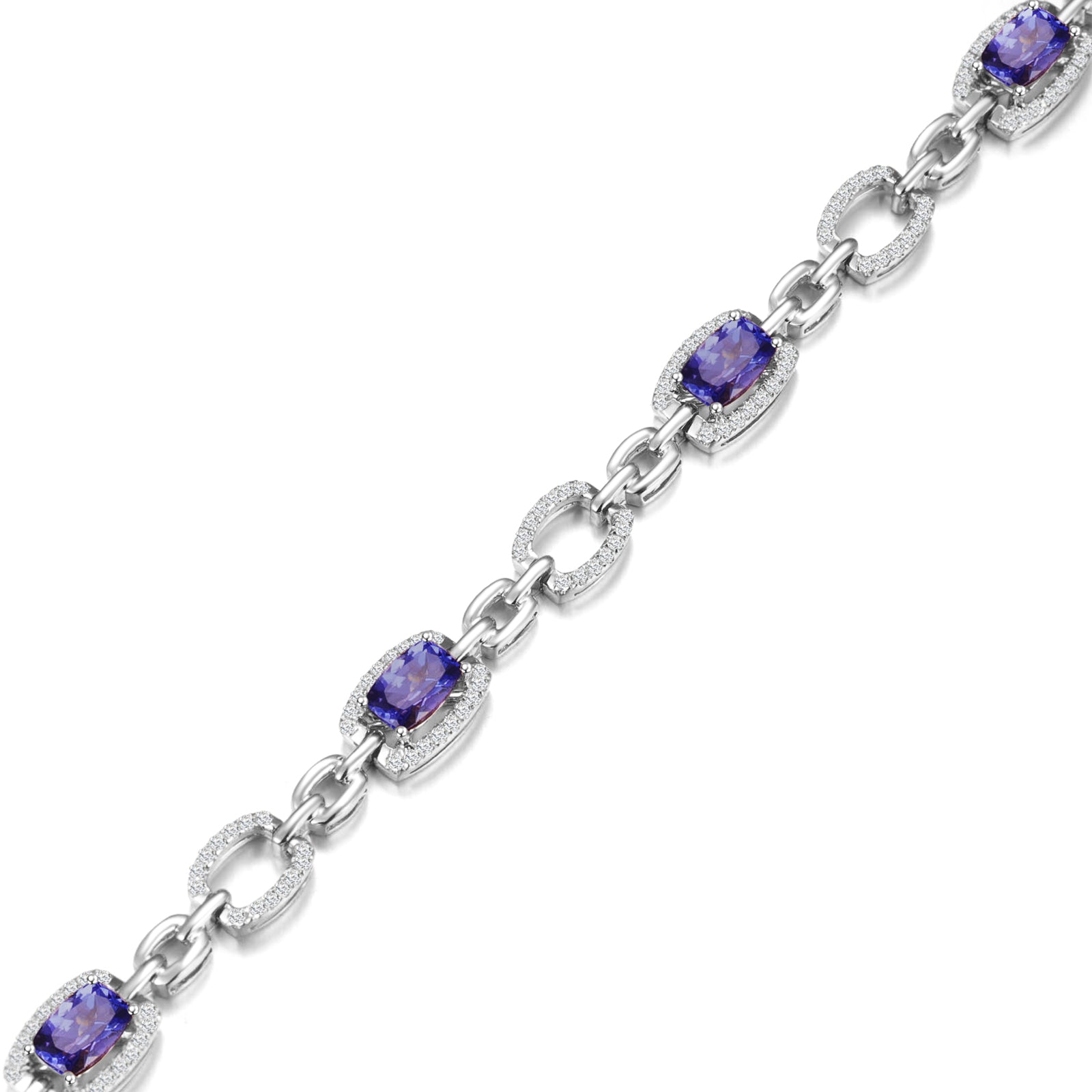 Tanzanite Cushion Halo Dress Bracelet