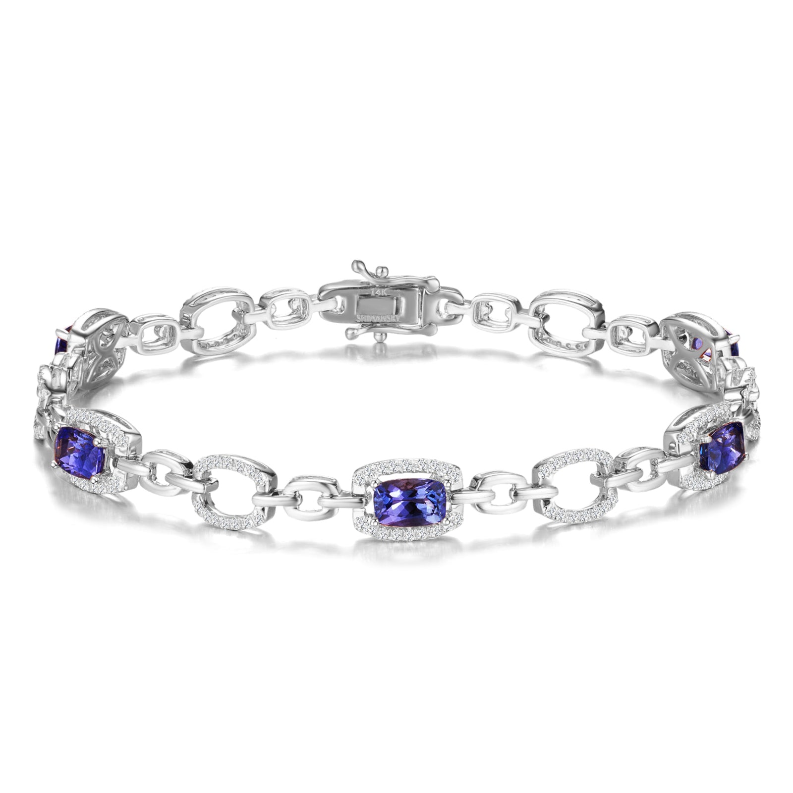 Tanzanite Cushion Halo Dress Bracelet