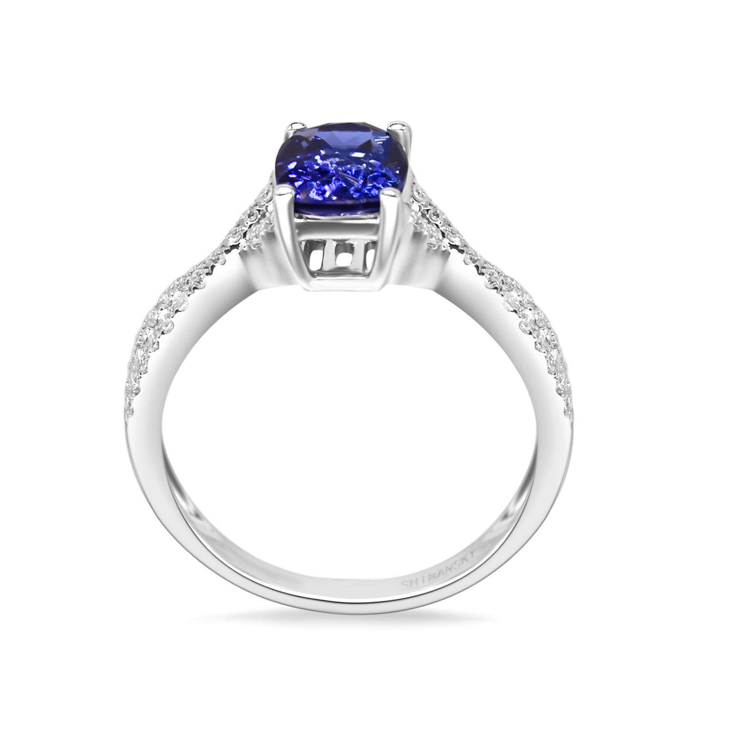 Tanzanite Cushion Microset Ring