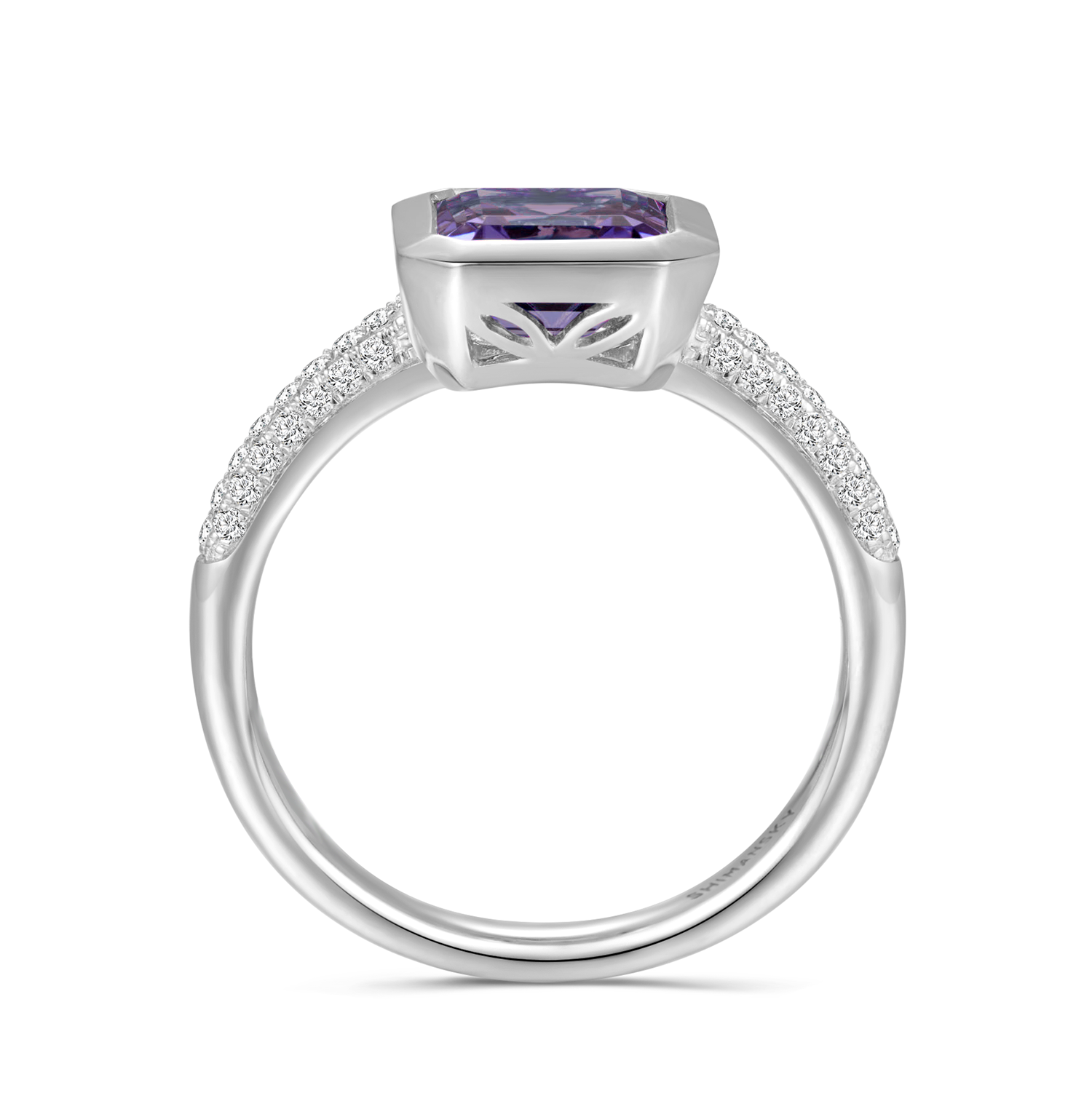 Square Emerald Tanzanite Bezel set Ring - Shimansky Jewelry