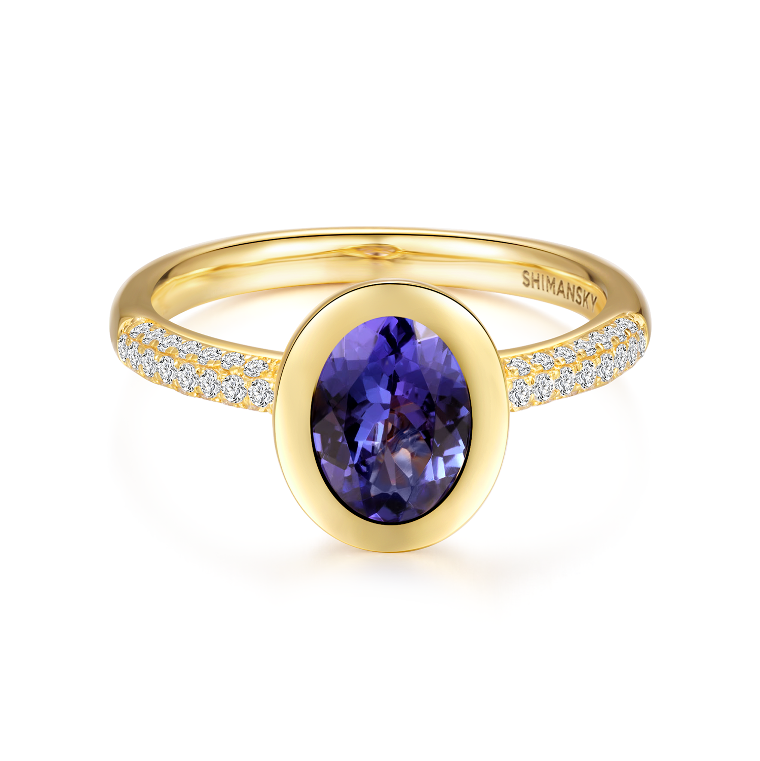 Oval Tanzanite Bezel set Ring - Shimansky Jewelry