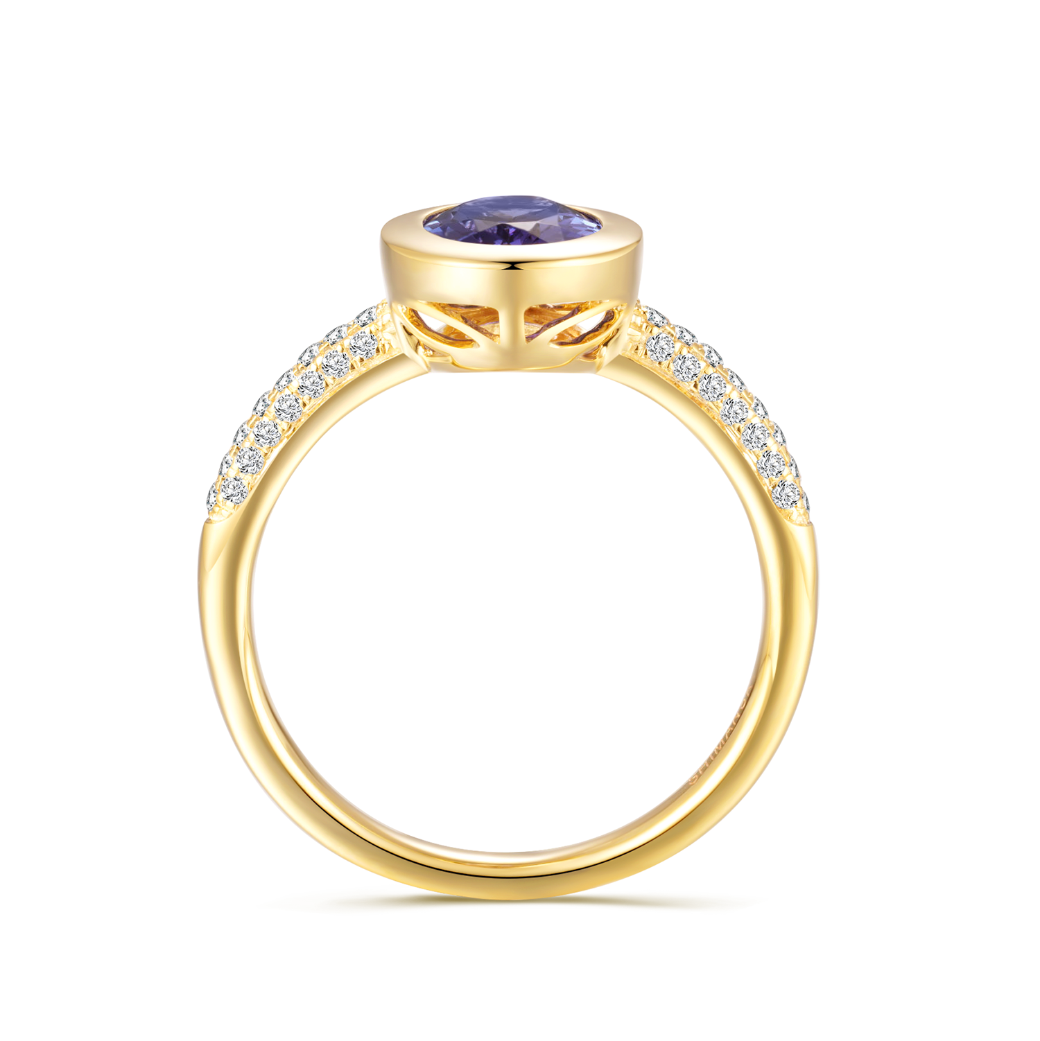 Oval Tanzanite Bezel set Ring - Shimansky Jewelry