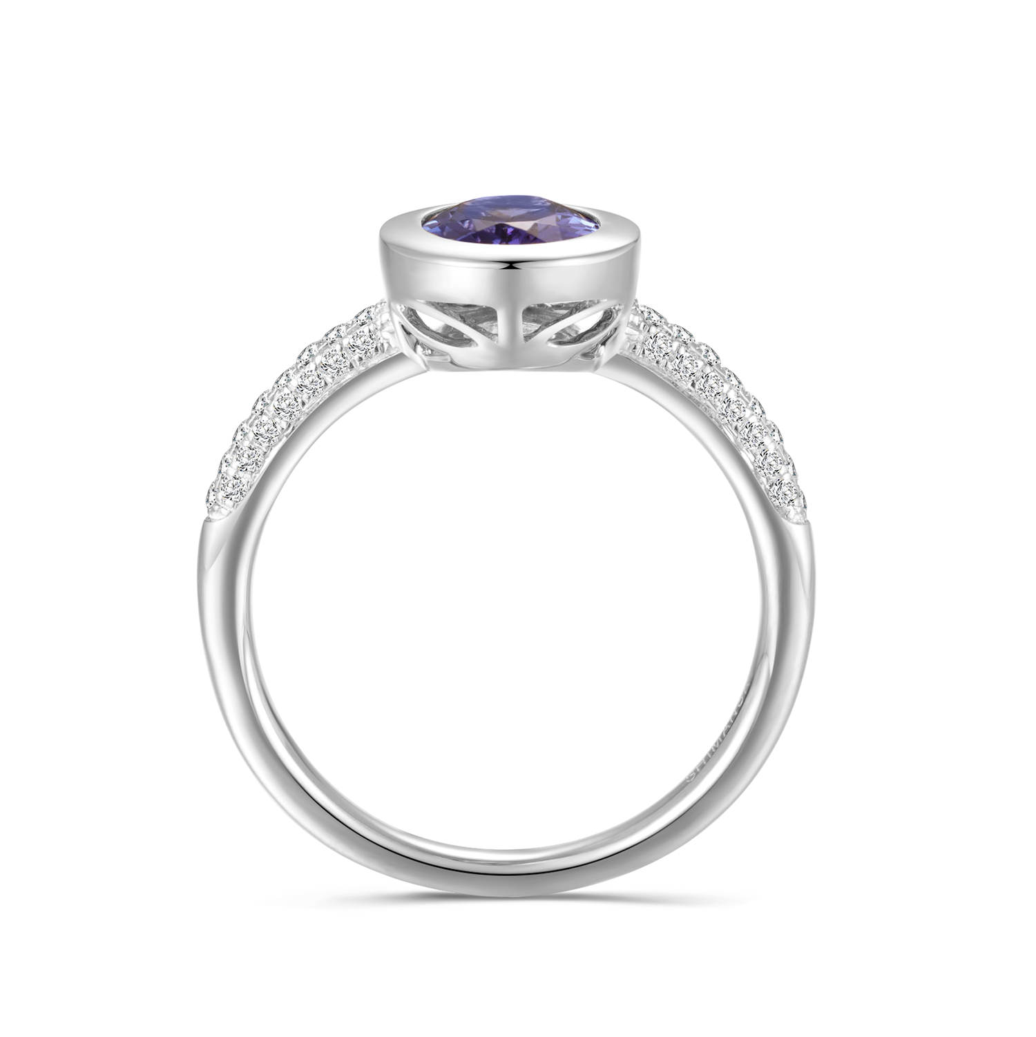 Oval Tanzanite Bezel set Ring - Shimansky Jewelry