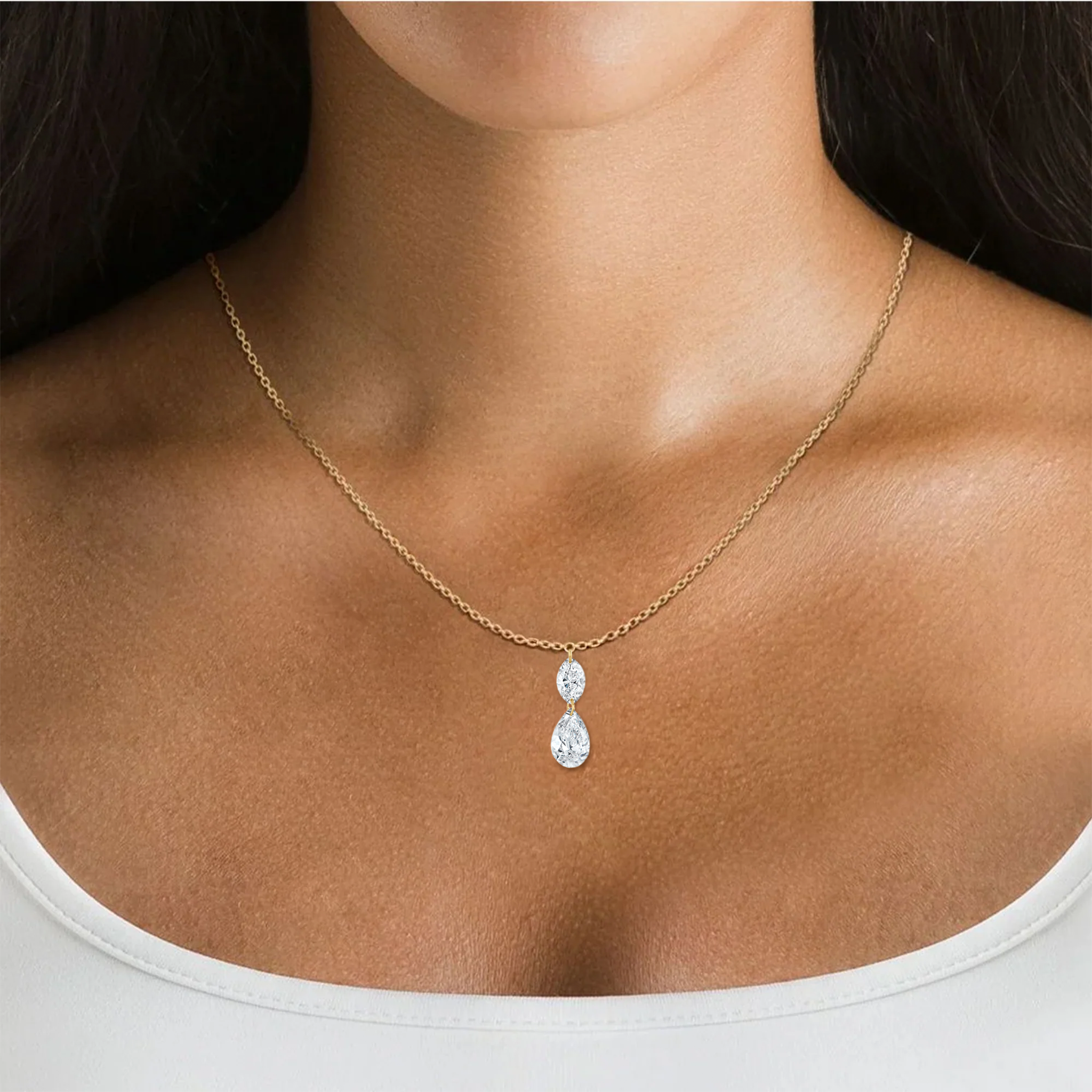 Frameless Diamond Drop Necklace