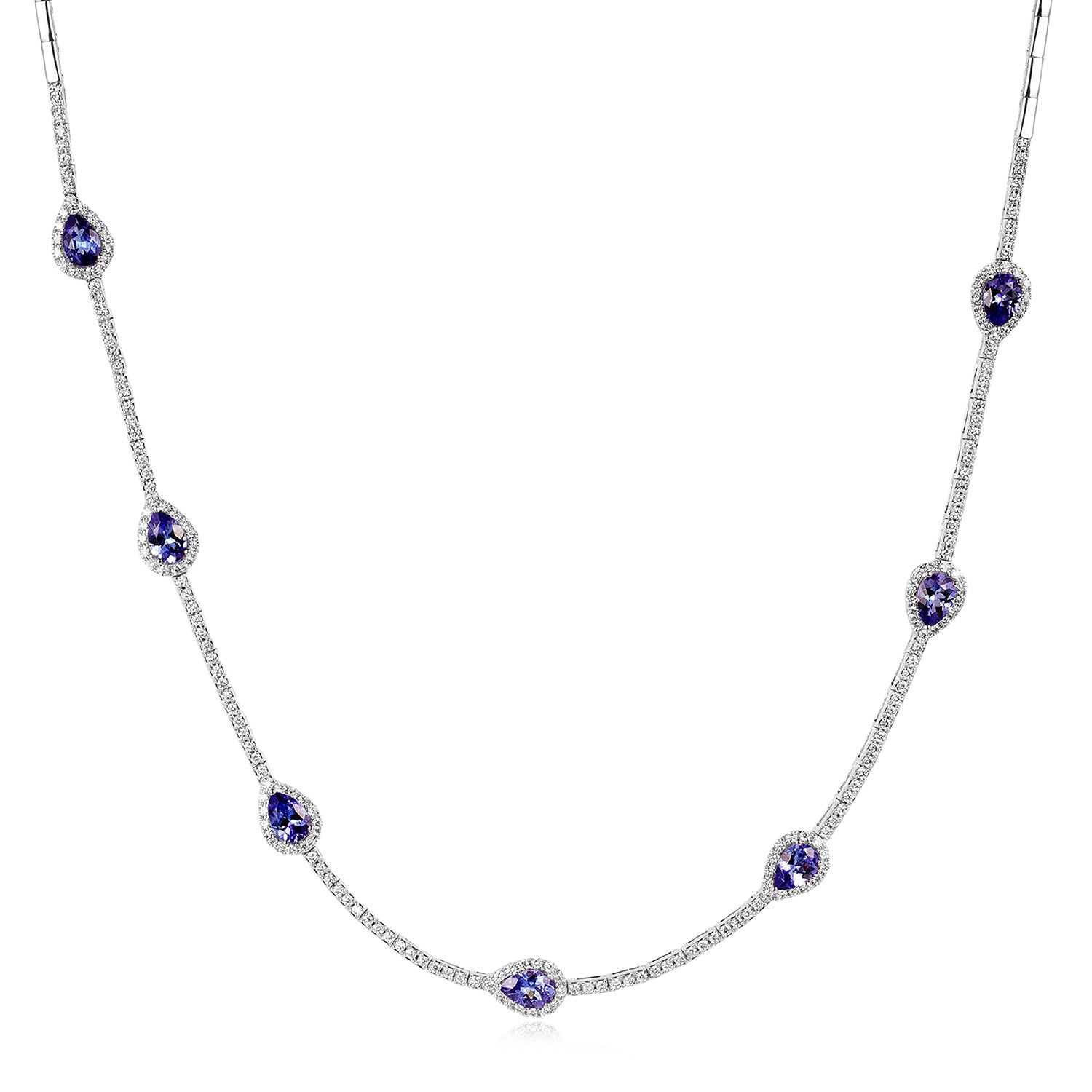 Tanzanite Pear Halo Dress Neckpiece