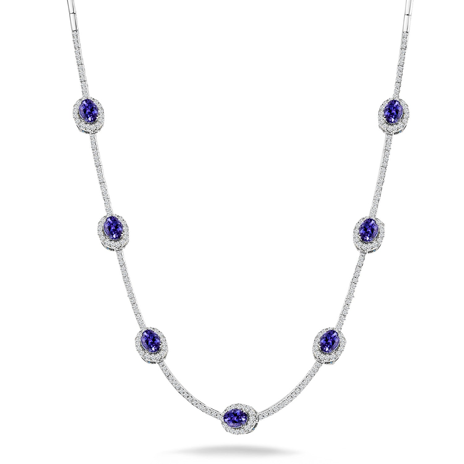 Tanzanite Oval Halo Dress Necklace