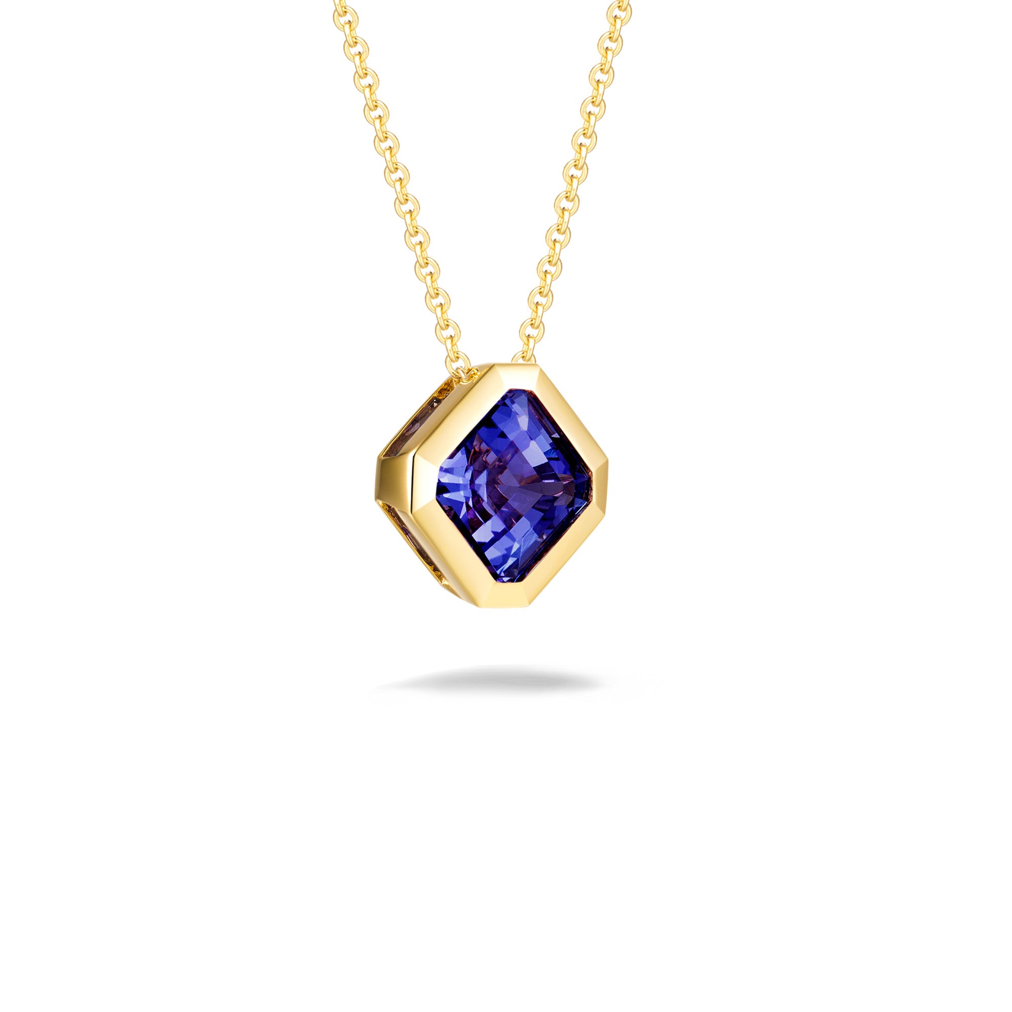 Square Emerald Tanzanite Bezel set Pendant