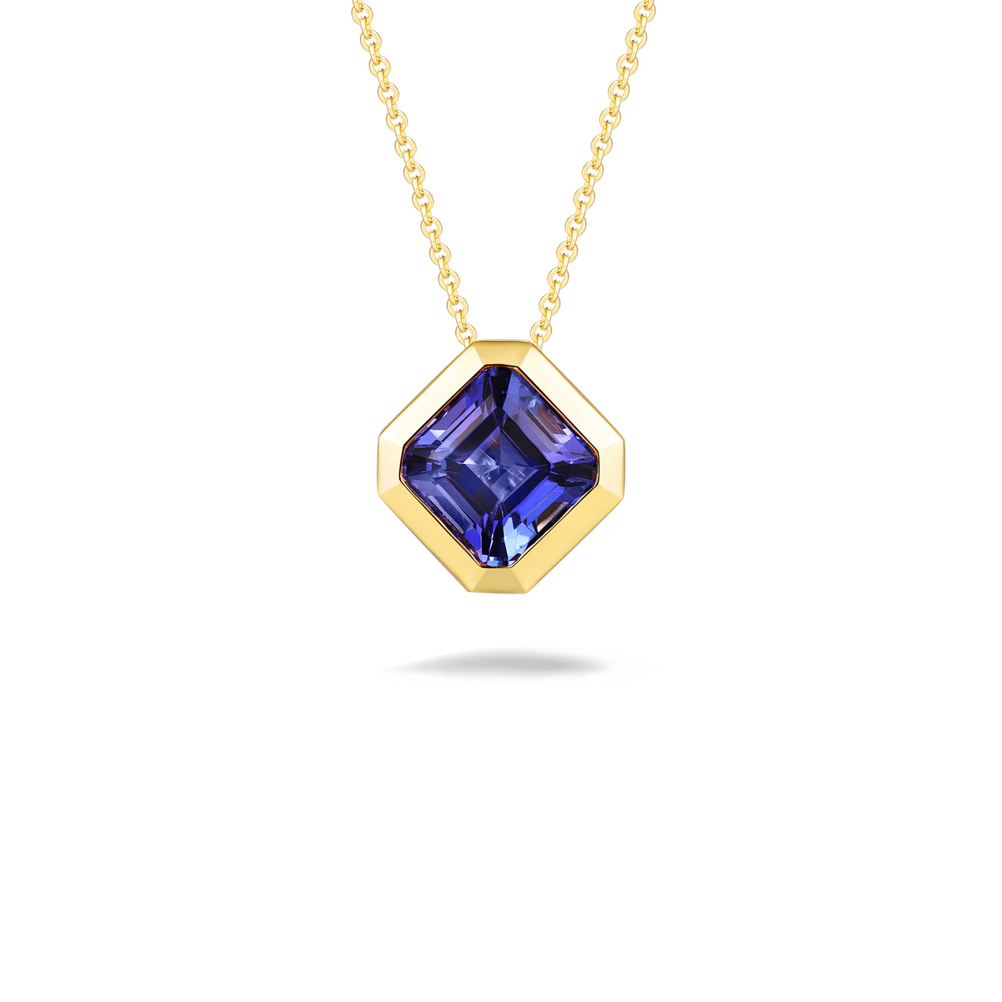 Square Emerald Tanzanite Bezel set Pendant