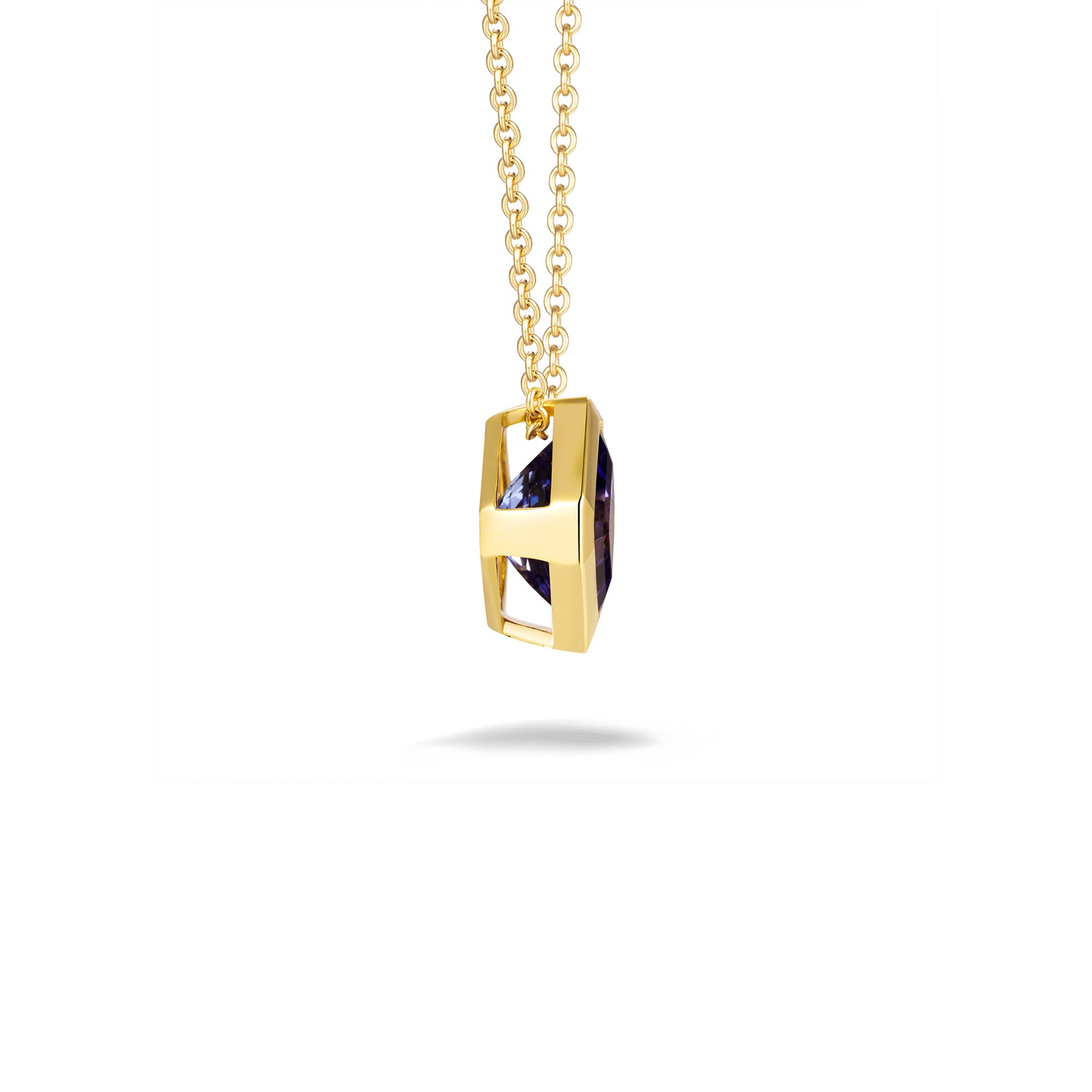 Square Emerald Tanzanite Bezel set Pendant