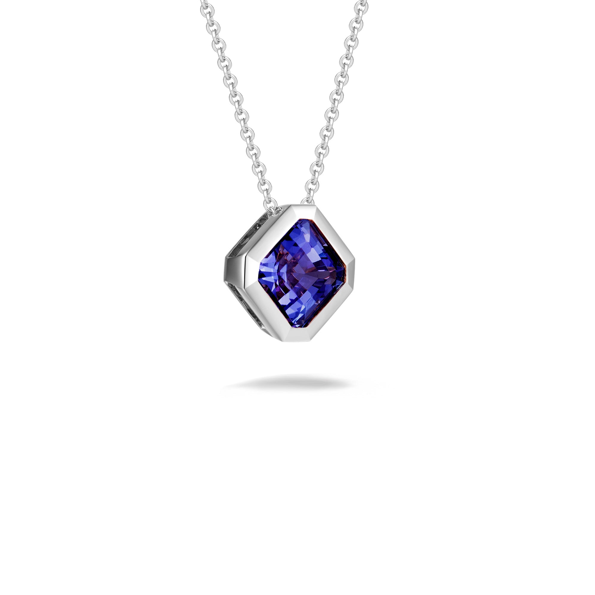 Square Emerald Tanzanite Bezel set Pendant