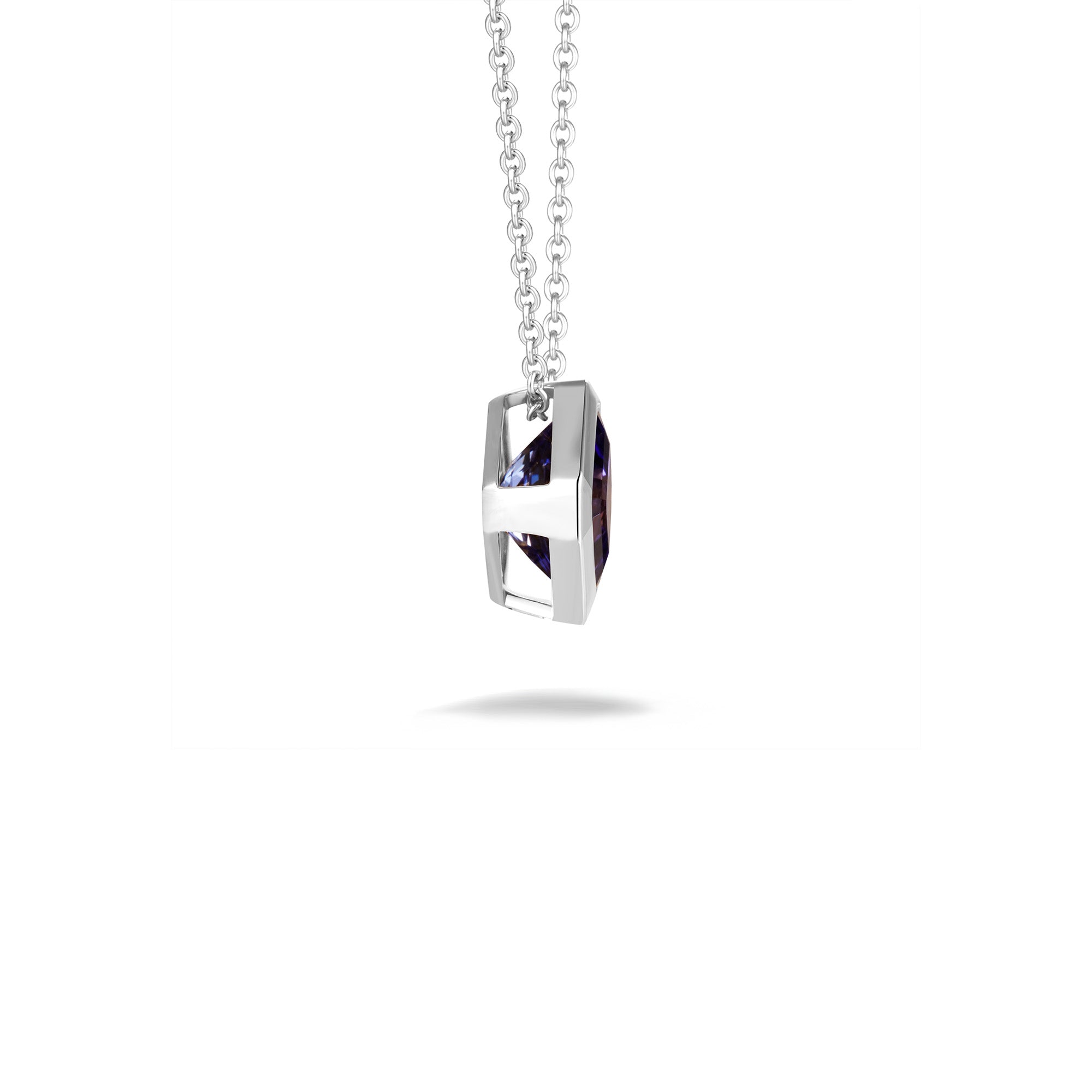 Square Emerald Tanzanite Bezel set Pendant