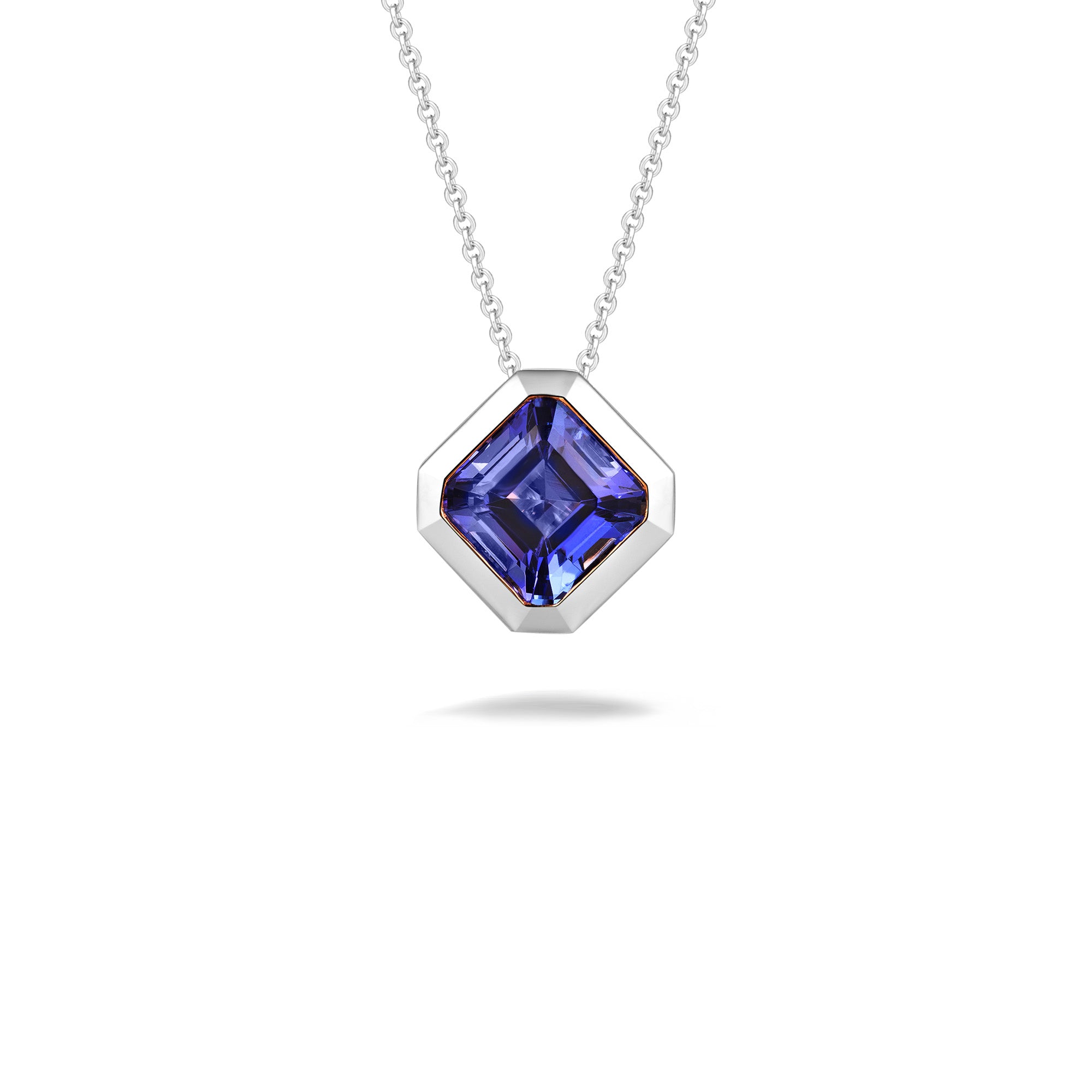 Square Emerald Tanzanite Bezel set Pendant