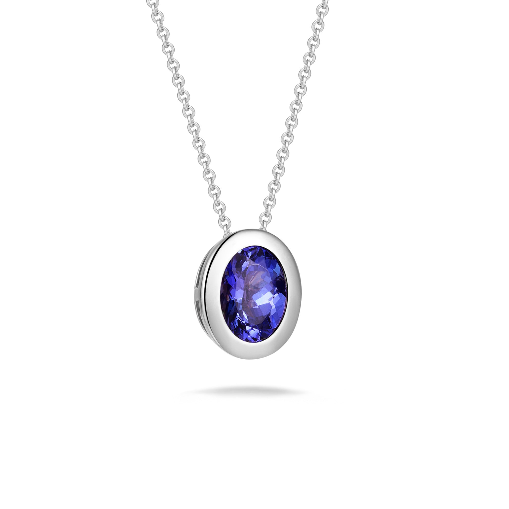 Oval Tanzanite Bezel set Pendant