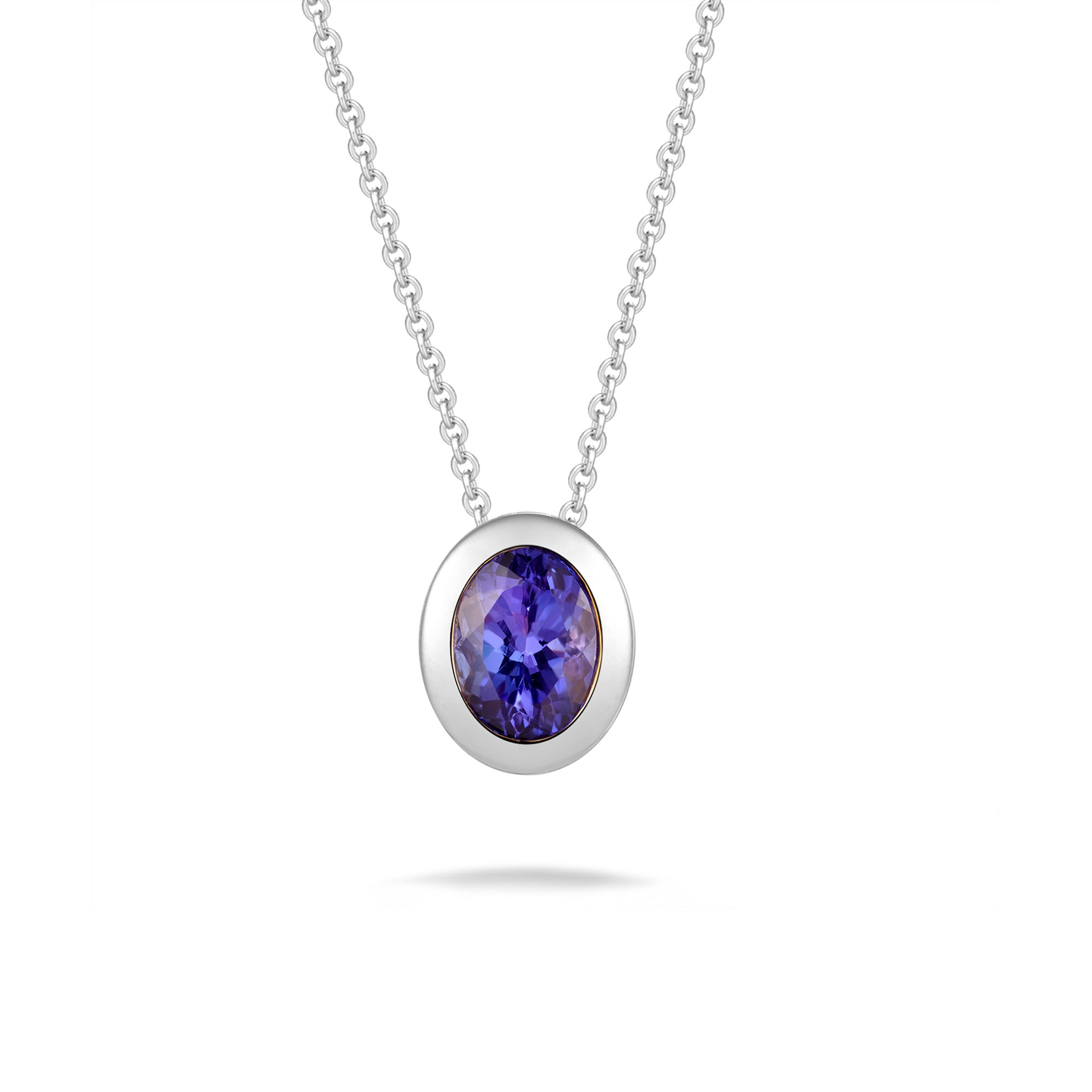 Oval Tanzanite Bezel set Pendant