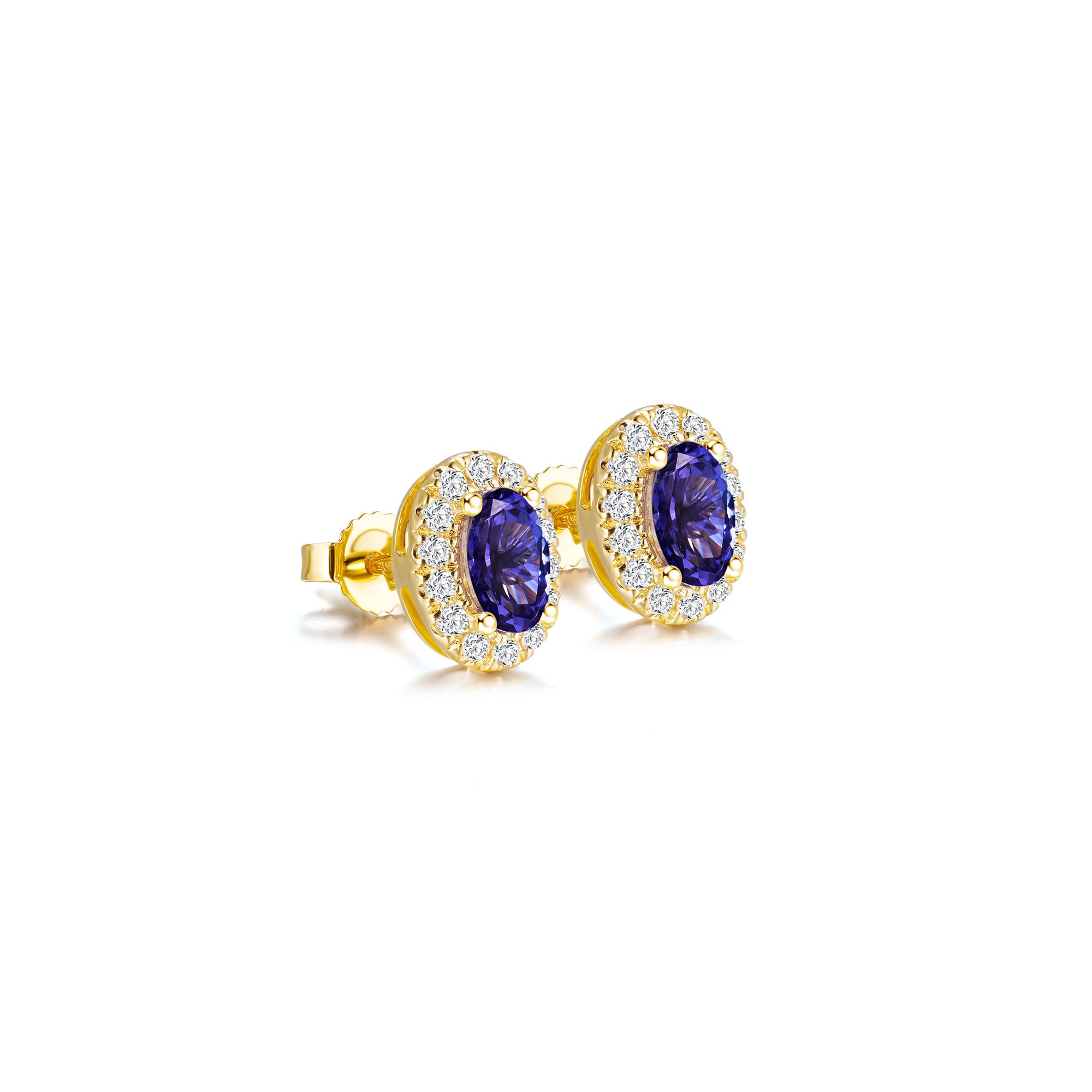 Tanzanite Oval Halo Earrings