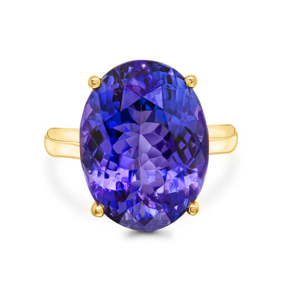 Anillo Solitario Ovalado de Tanzanita
