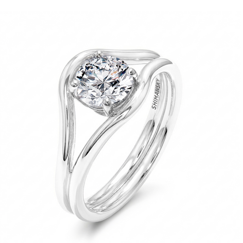 Double Silhouette Diamond Engagement Ring